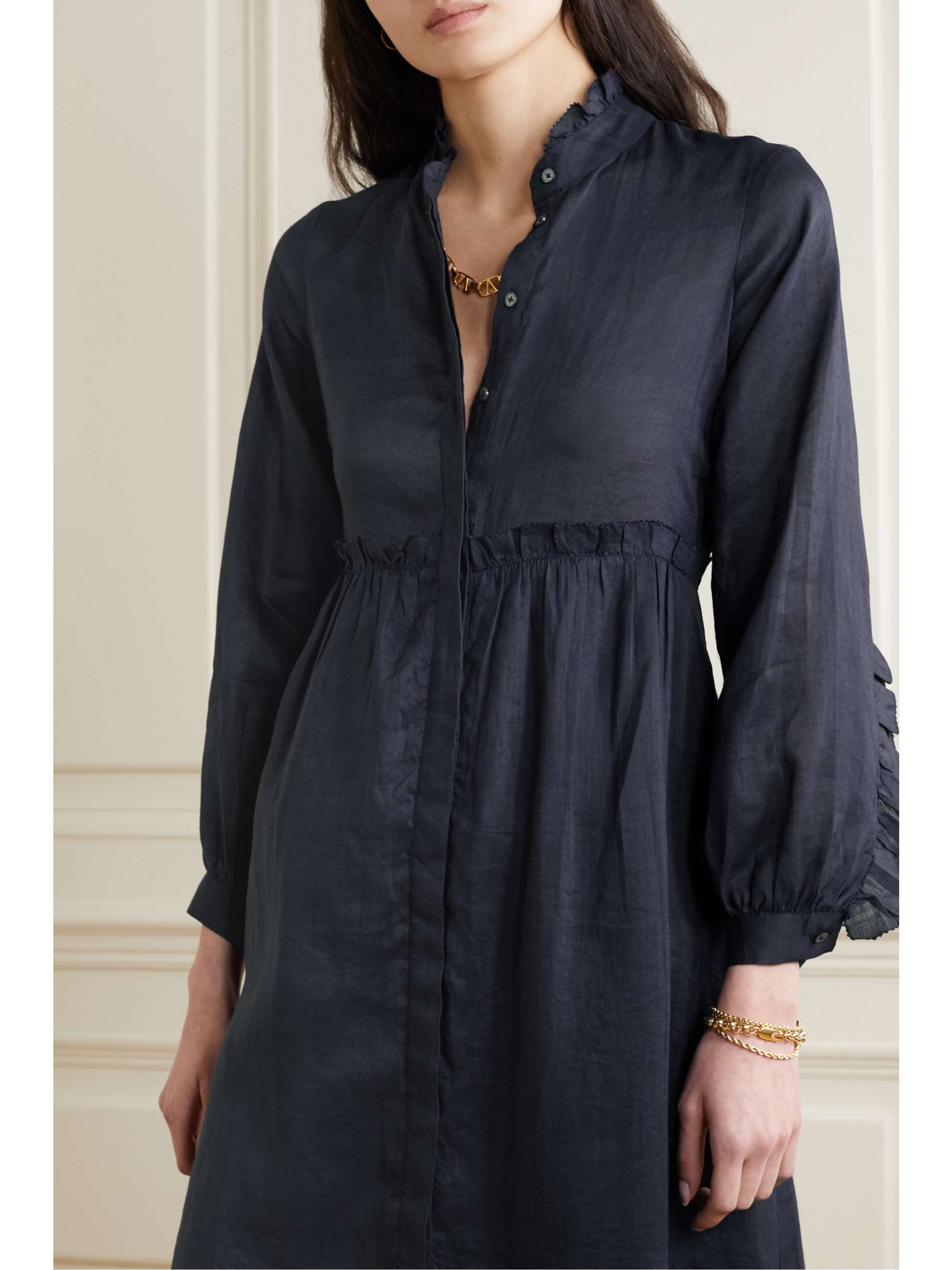 SEA Lucy tiered ramie midi dress
