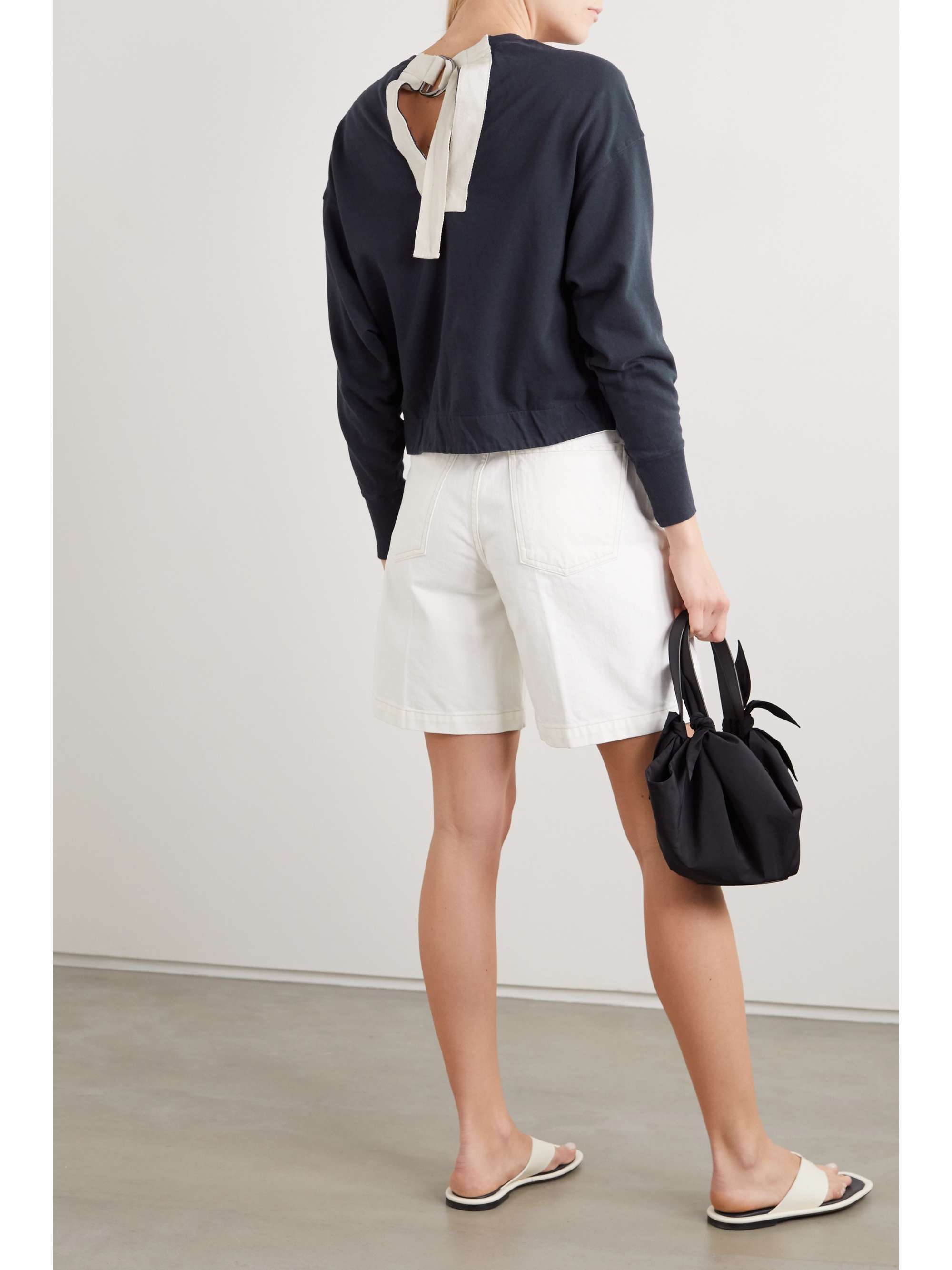 BASSIKE Buckle-detailed canvas-trimmed cotton-jersey sweatshirt