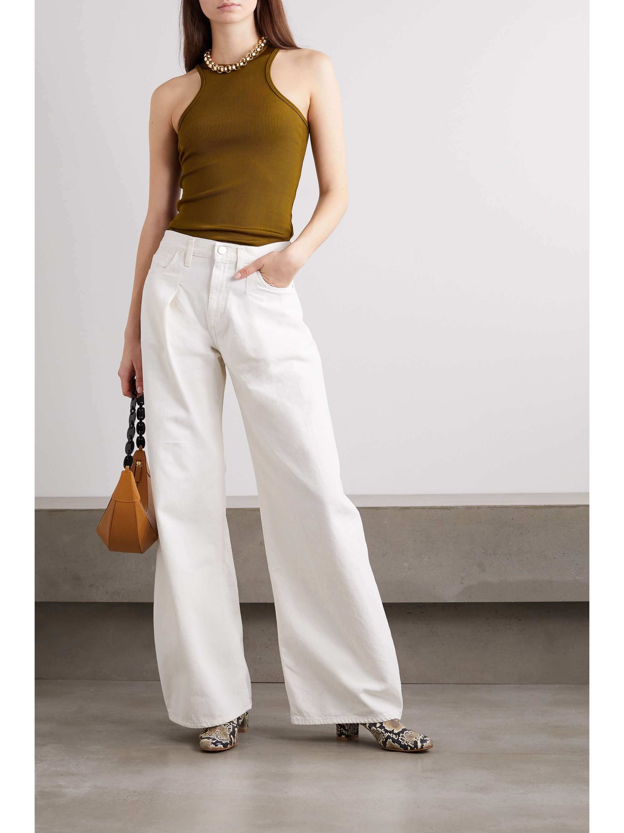 GOLDSIGN + NET SUSTAIN pleated high-rise wide-leg jeans