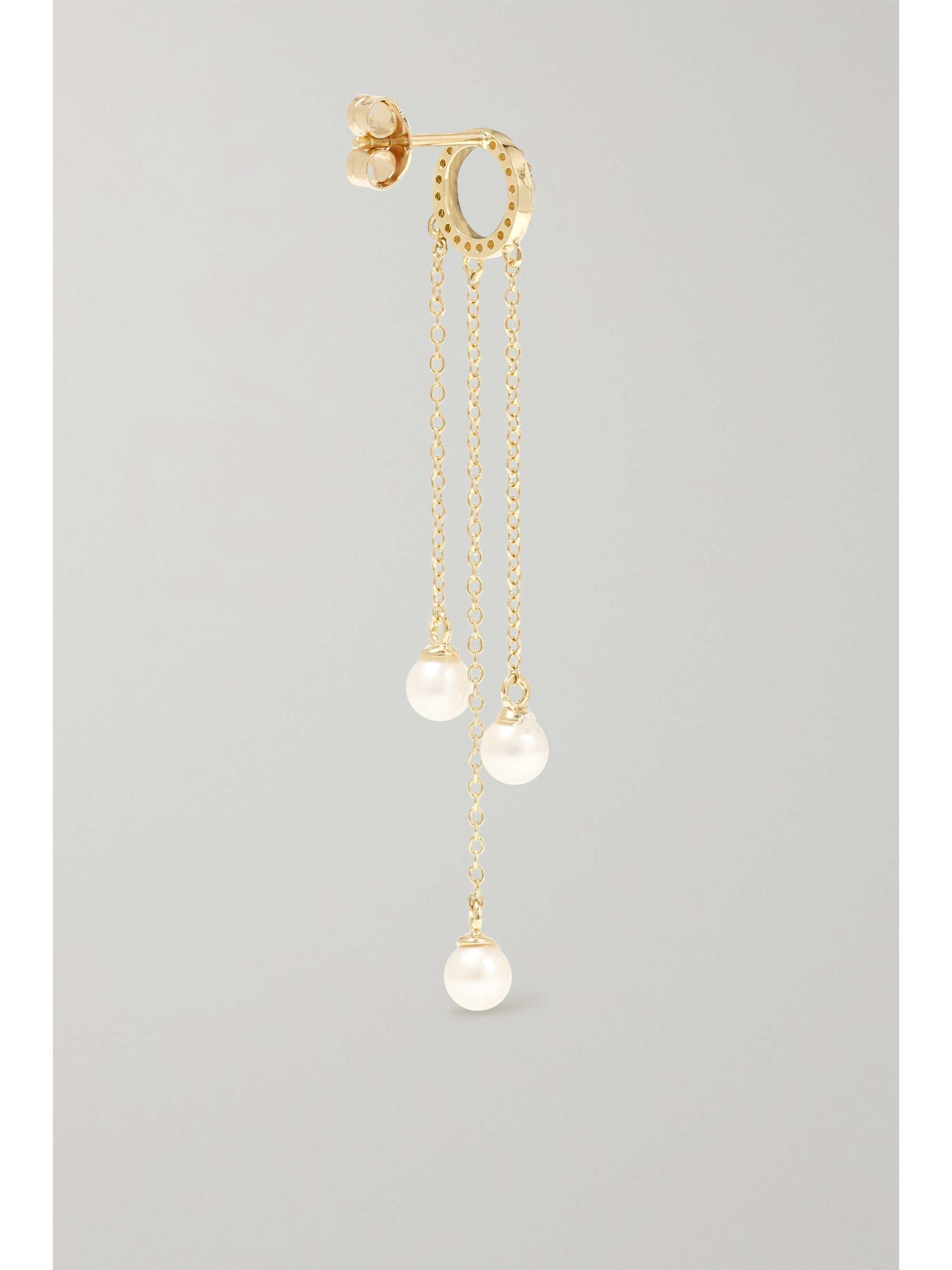 MATEO 14-karat gold, diamond and pearl earrings
