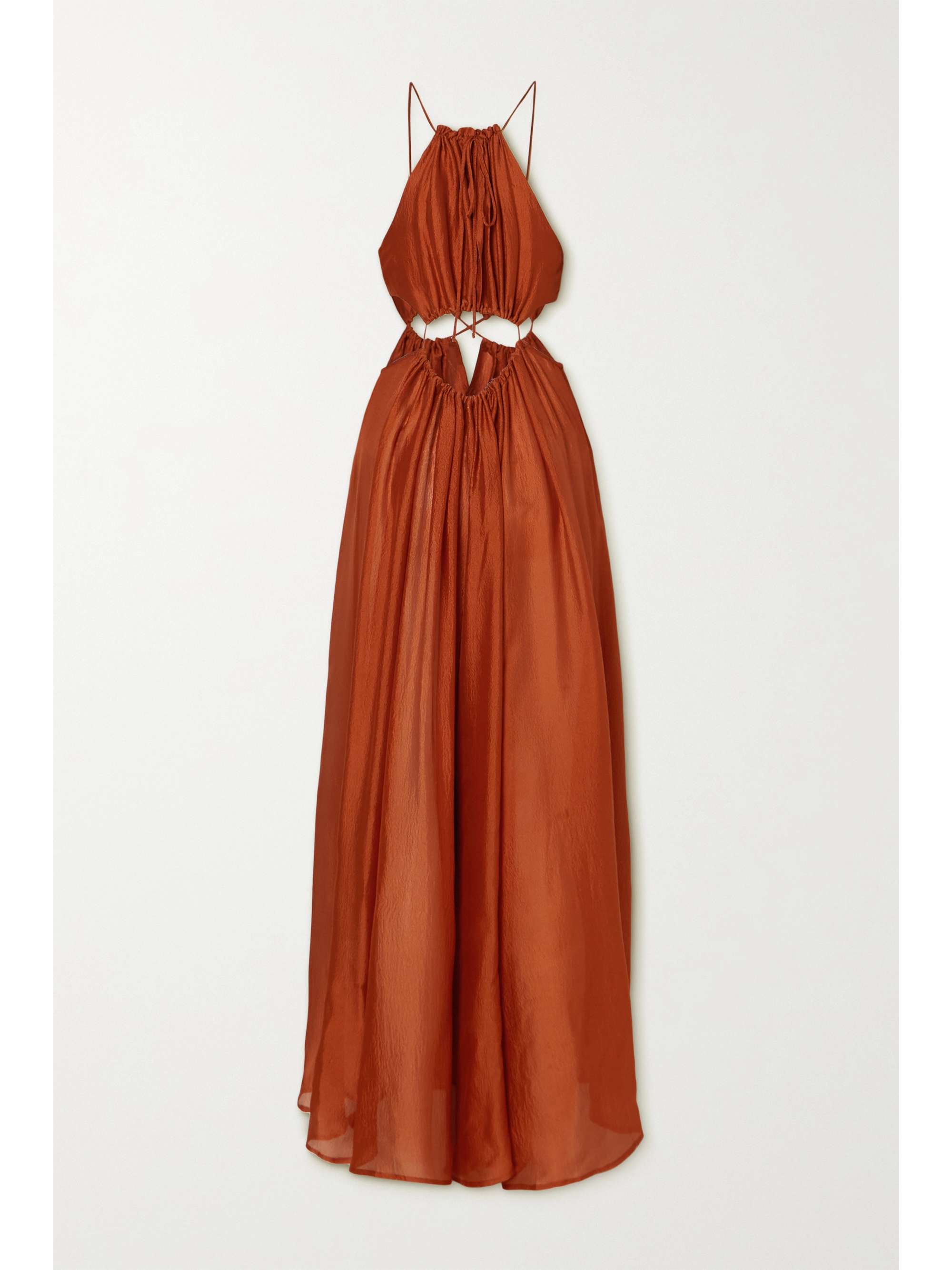 CULT GAIA Thera cutout gathered silk crepe de chine maxi dress