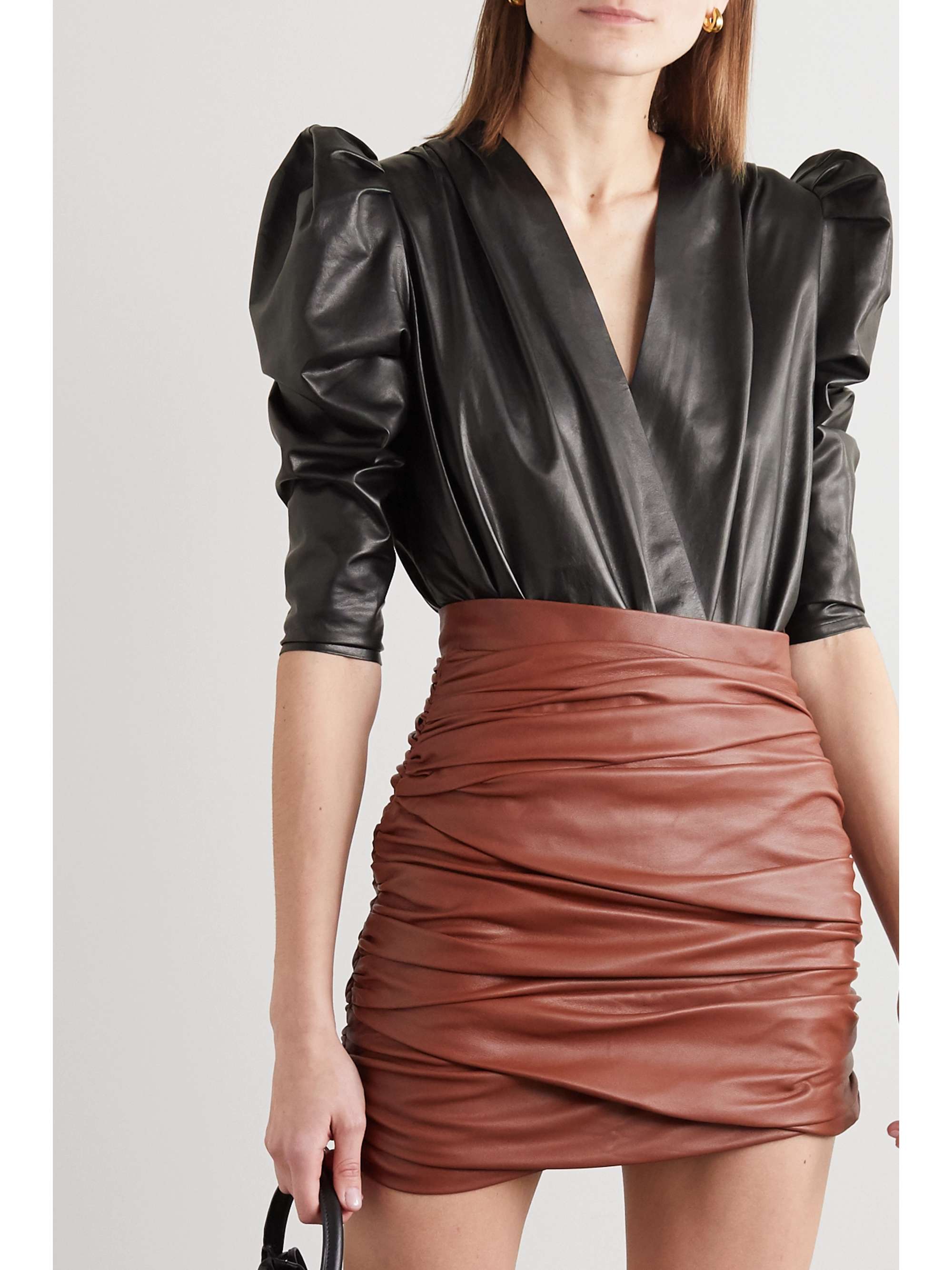 ZEYNEP ARCAY Wrap-effect leather bodysuit