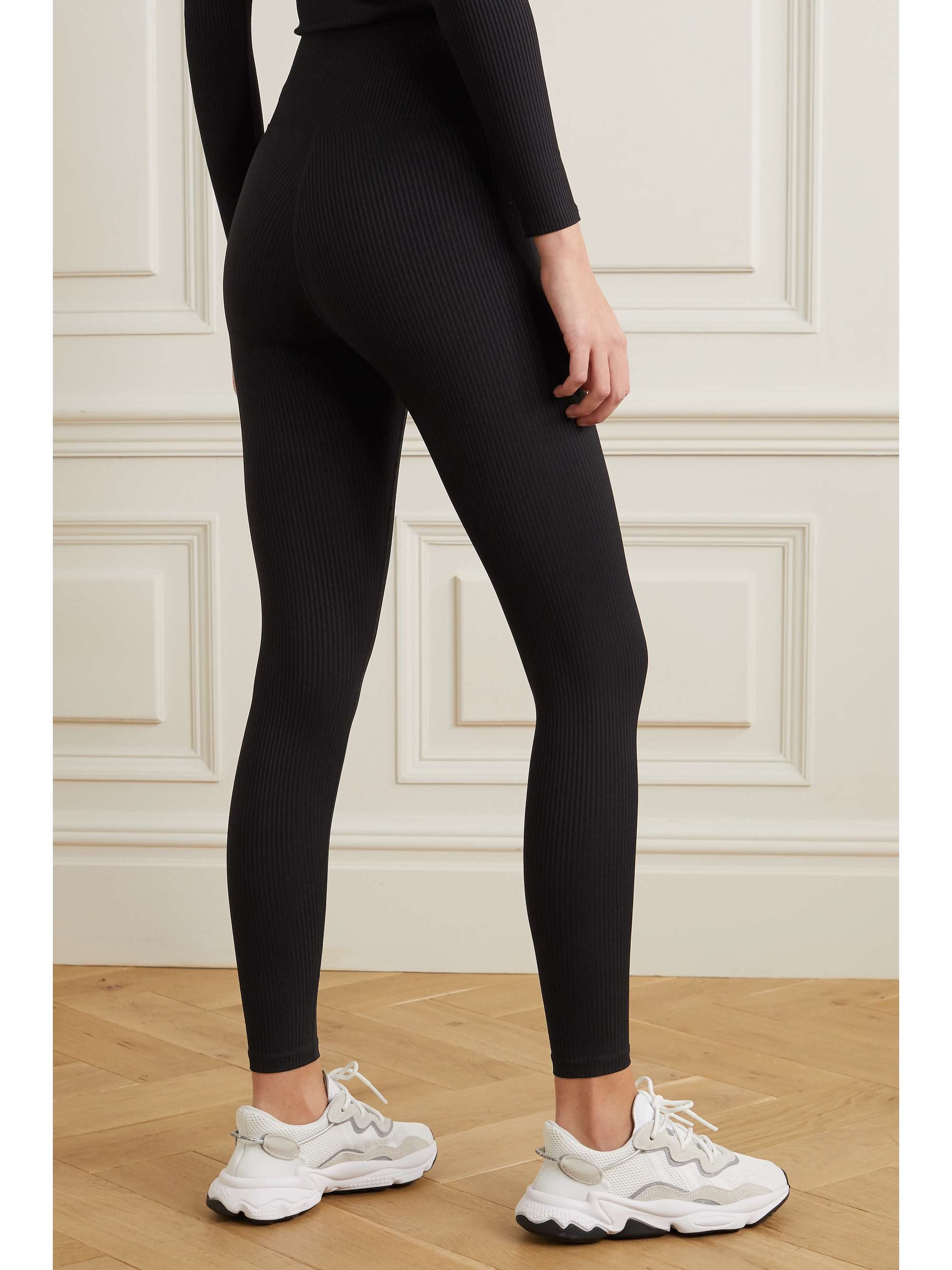 Black Veronica ribbed stretch leggings 