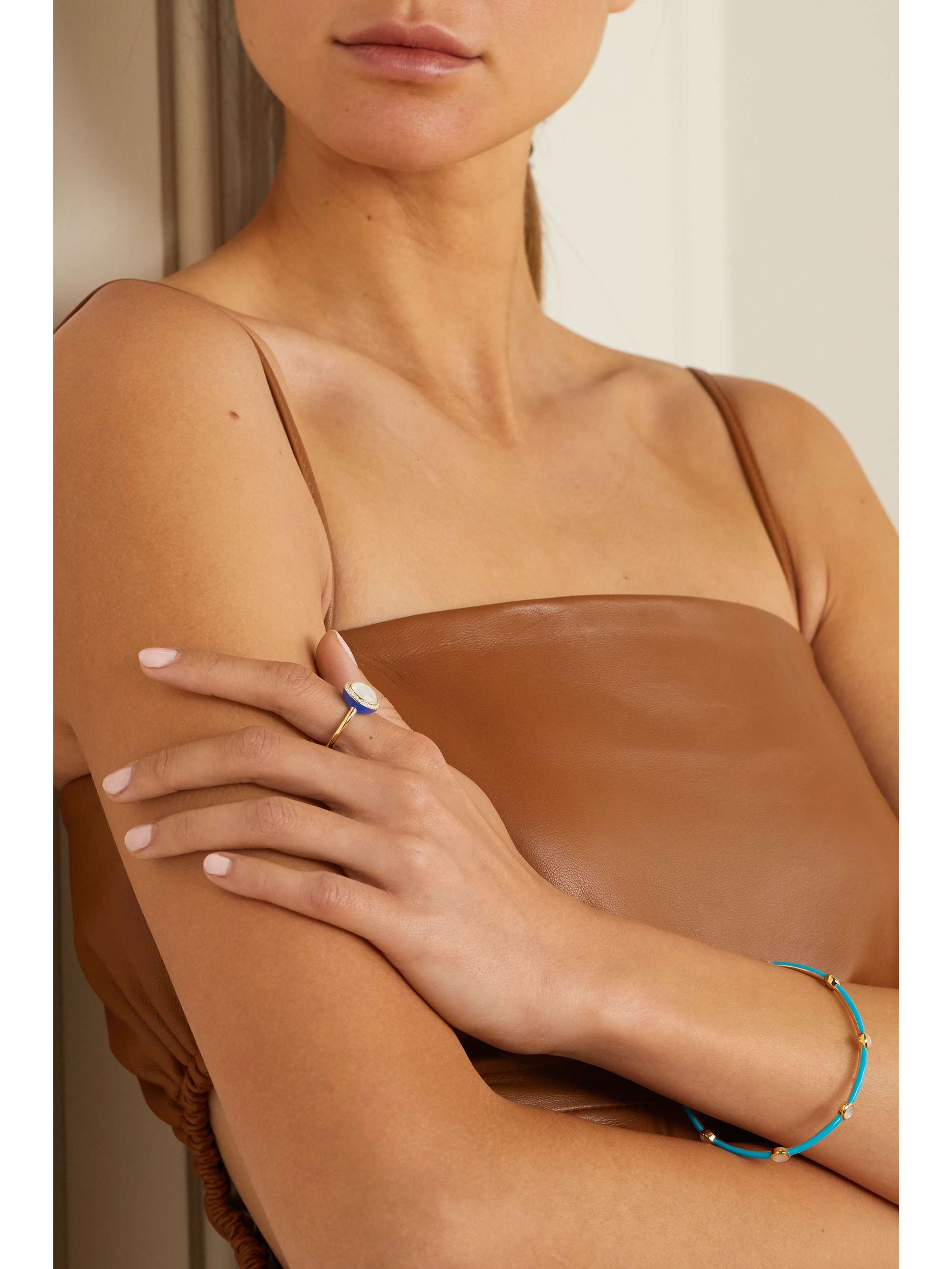 IPPOLITA Lollipop Carnevale 18-karat gold, ceramic, mother-of-pearl and diamond ring