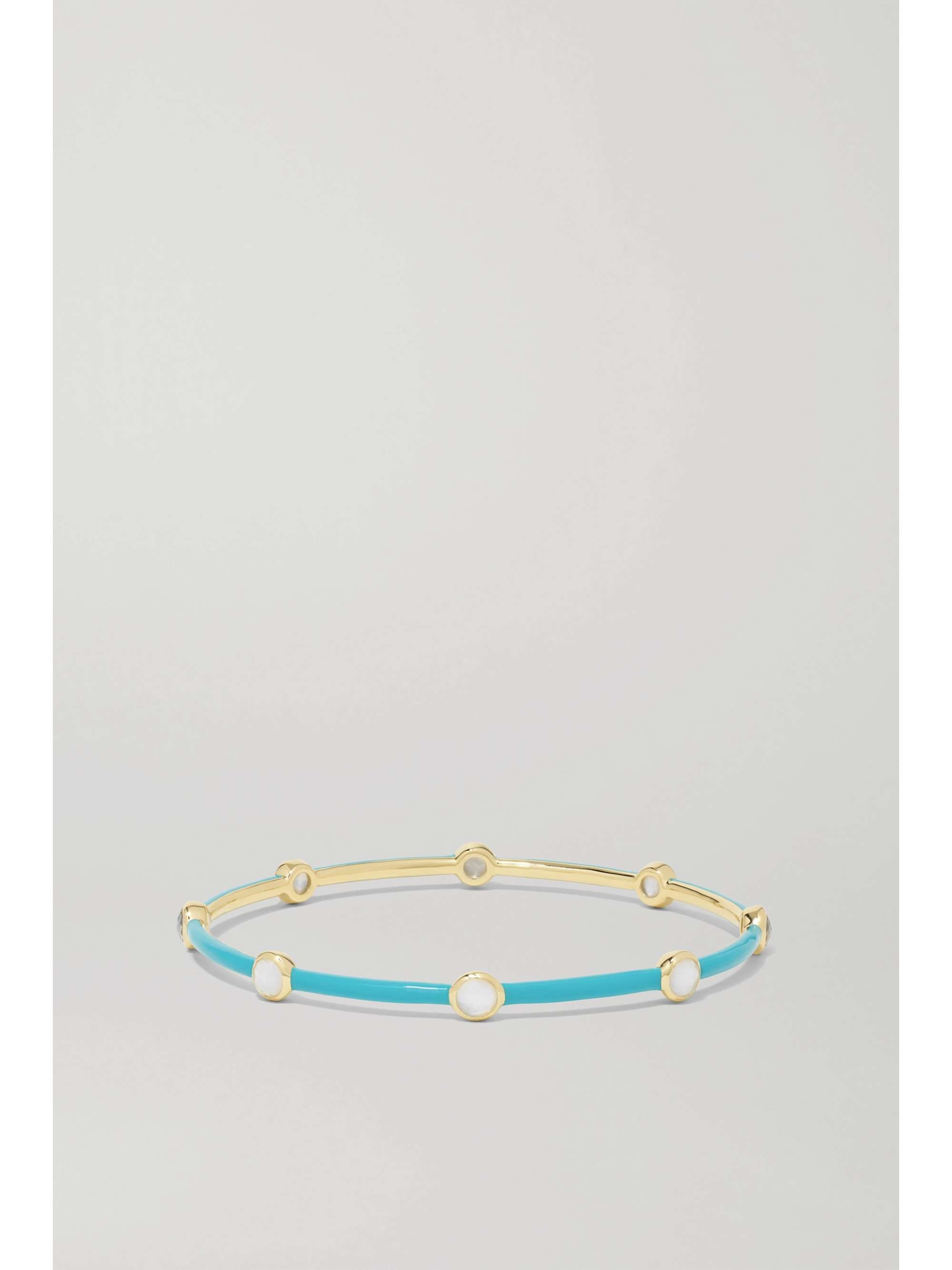 IPPOLITA Lollipop Carnevale 18-karat green gold, ceramic, mother-of-pearl and quartz doublet bangle