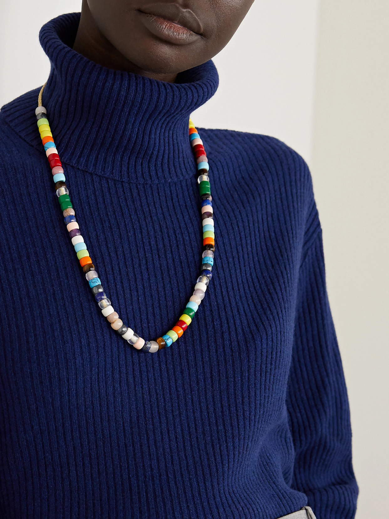 Carolina Bucci Forte Beads Rainbow 18-karat Gold And Lurex Multi-stone Necklace Kit In Gold