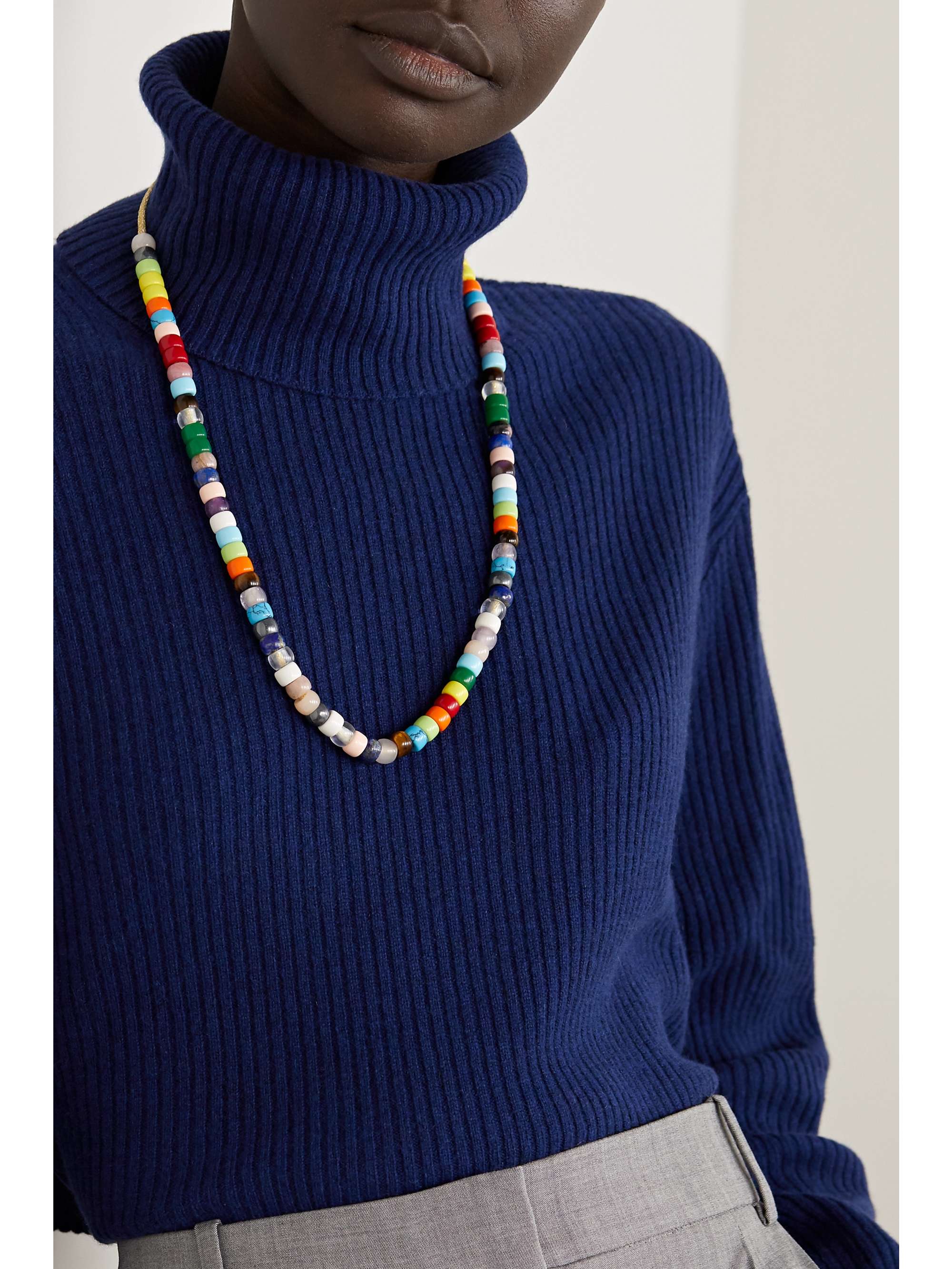 CAROLINA BUCCI FORTE Beads Rainbow Set aus einer Kette aus Lurex® mit mehreren Steinen und Details aus 18 Karat Gold