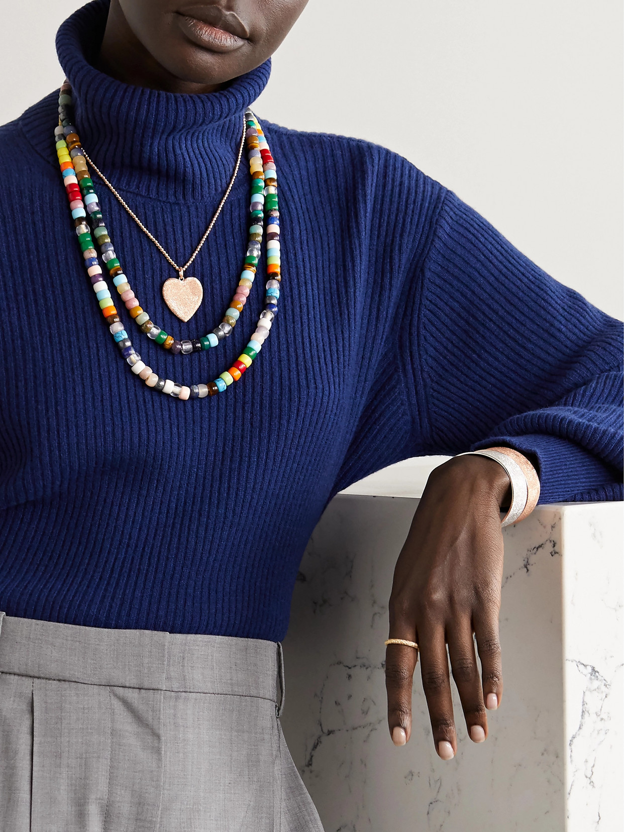 Carolina Bucci Forte Beads Rainbow 18-karat Gold And Lurex Multi-stone Necklace Kit In Gold