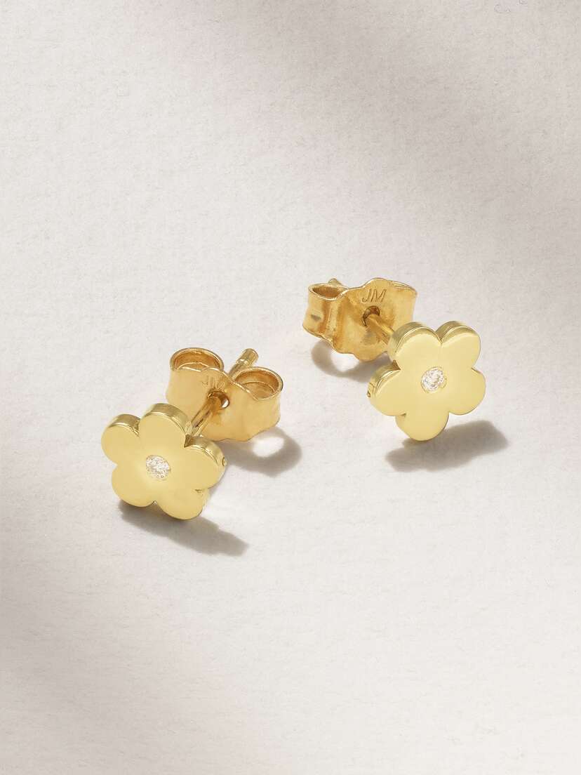 Jennifer Meyer Mini Daisy 18-karat Gold Diamond Earrings