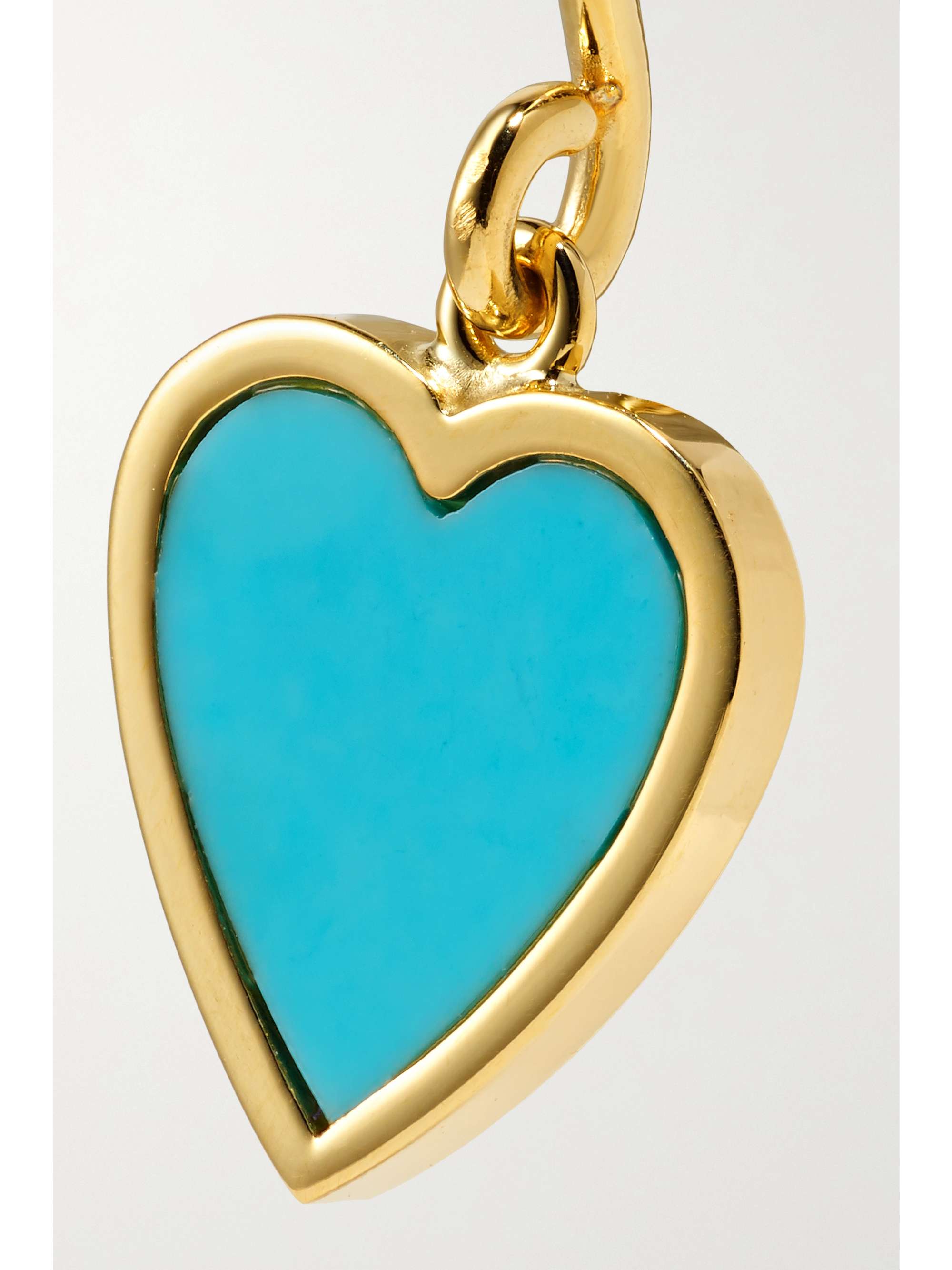 JENNIFER MEYER Mini Heart 18-karat gold turquoise earrings