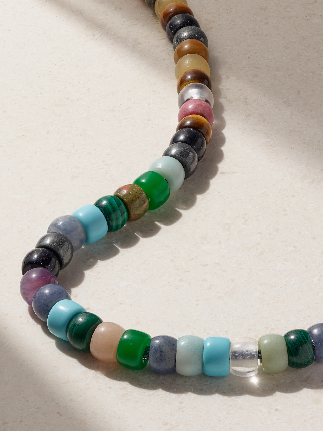 CAROLINA BUCCI FORTE BEADS MOONBOW 18-KARAT GOLD AND LUREX MULTI-STONE NECKLACE KIT