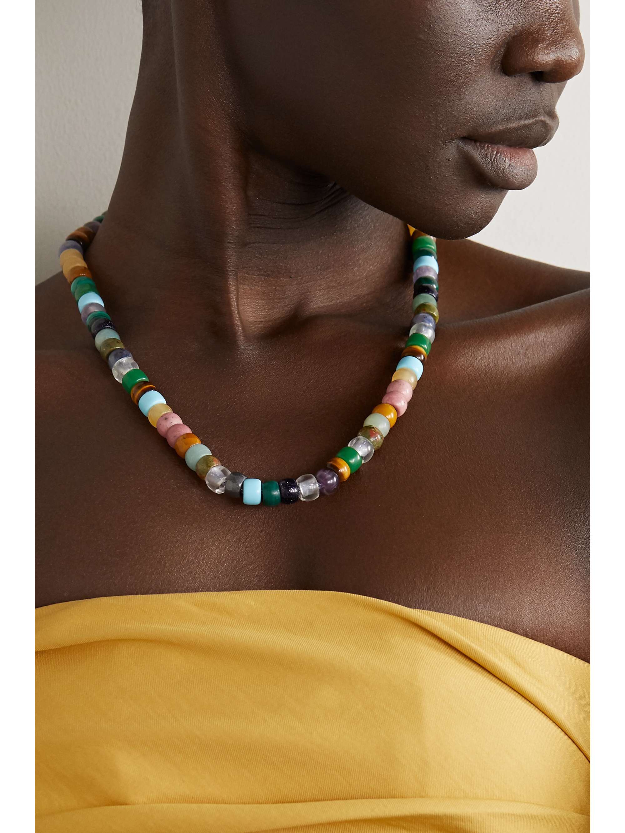 CAROLINA BUCCI FORTE Beads Rainbow 18-karat gold and Lurex multi-stone necklace kit