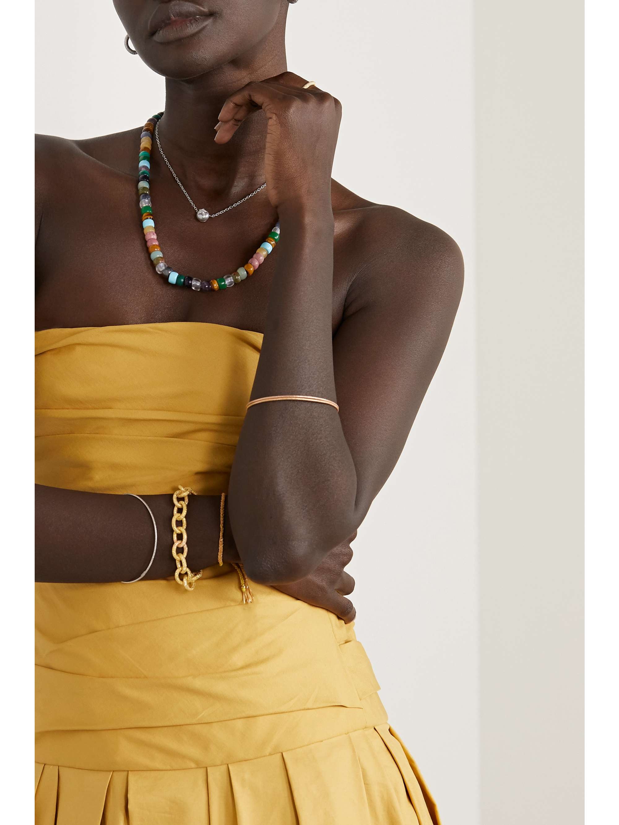 CAROLINA BUCCI FORTE Beads Rainbow 18-karat gold and Lurex multi-stone necklace kit