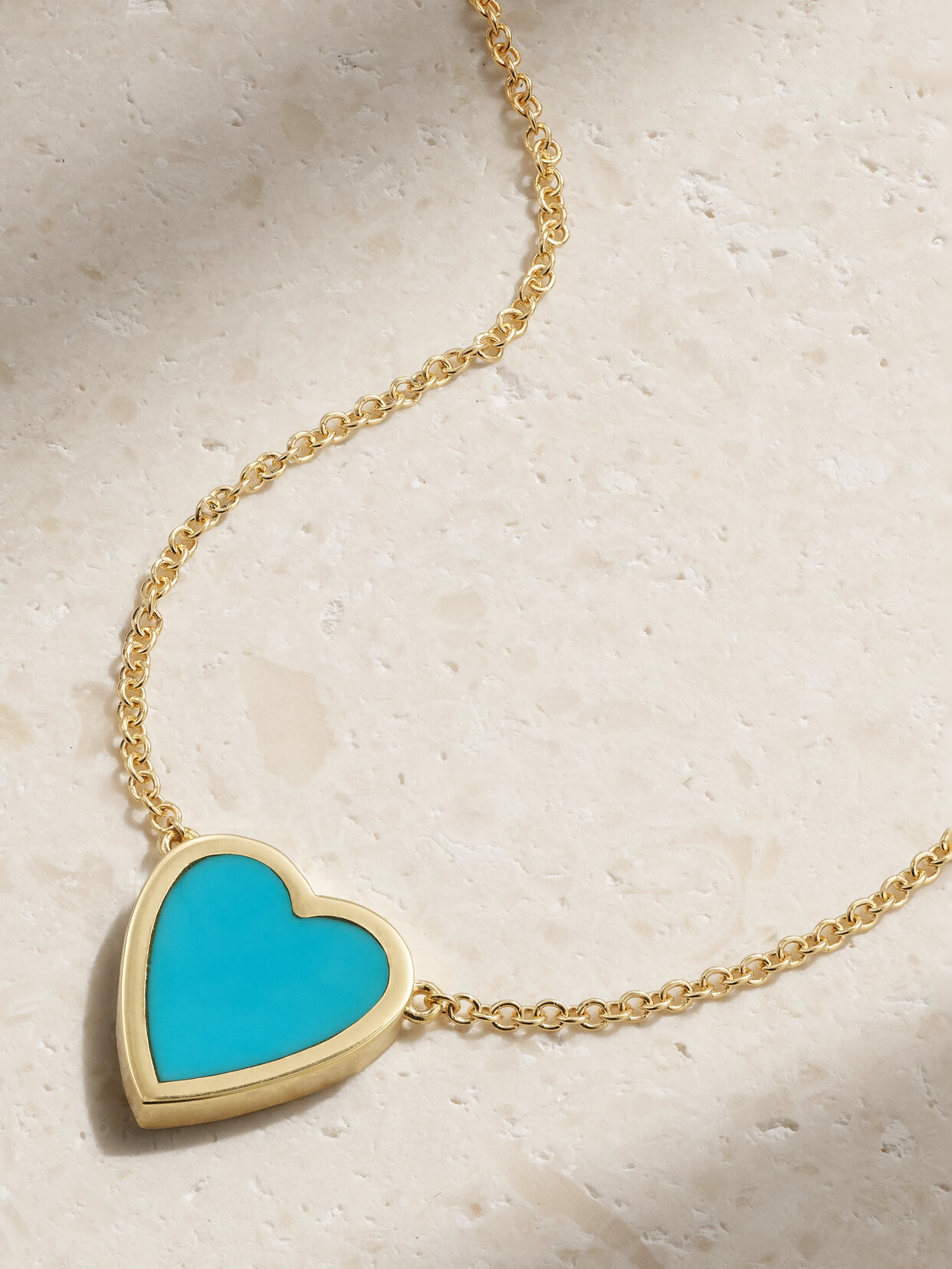 Jennifer Meyer Mini Heart 18-karat Gold Turquoise Necklace