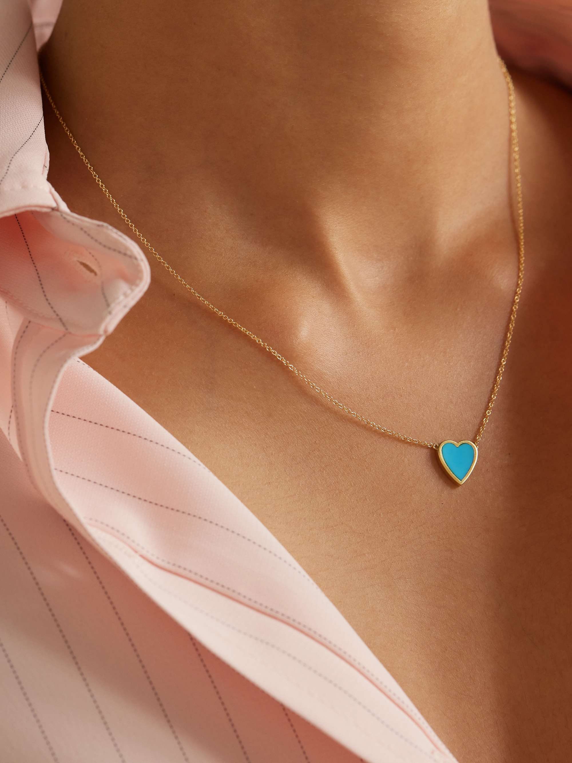 JENNIFER MEYER Mini Heart 18-karat gold lapis lazuli necklace