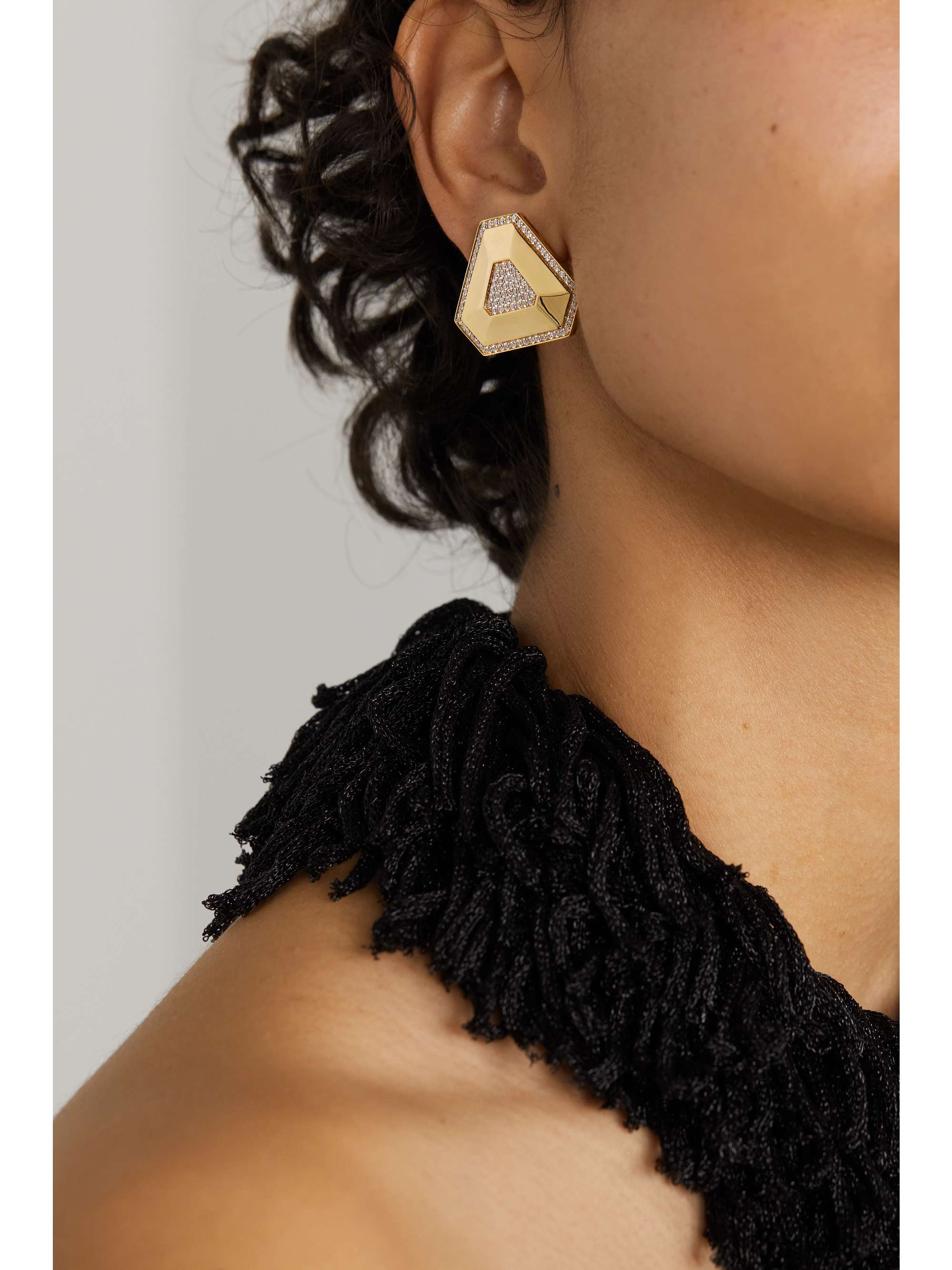 OFIRA Shield 18-karat white gold diamond earrings
