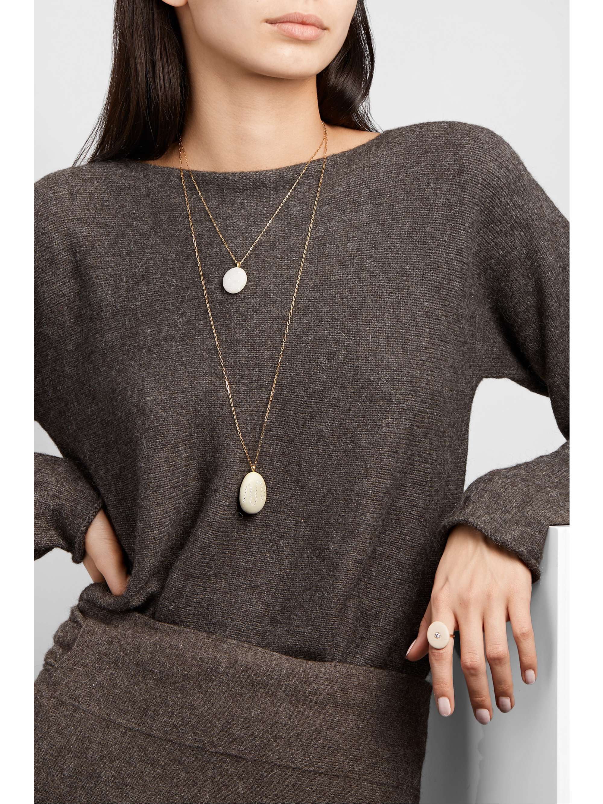 CVC STONES Billowing 18-karat gold, stone and diamond necklace
