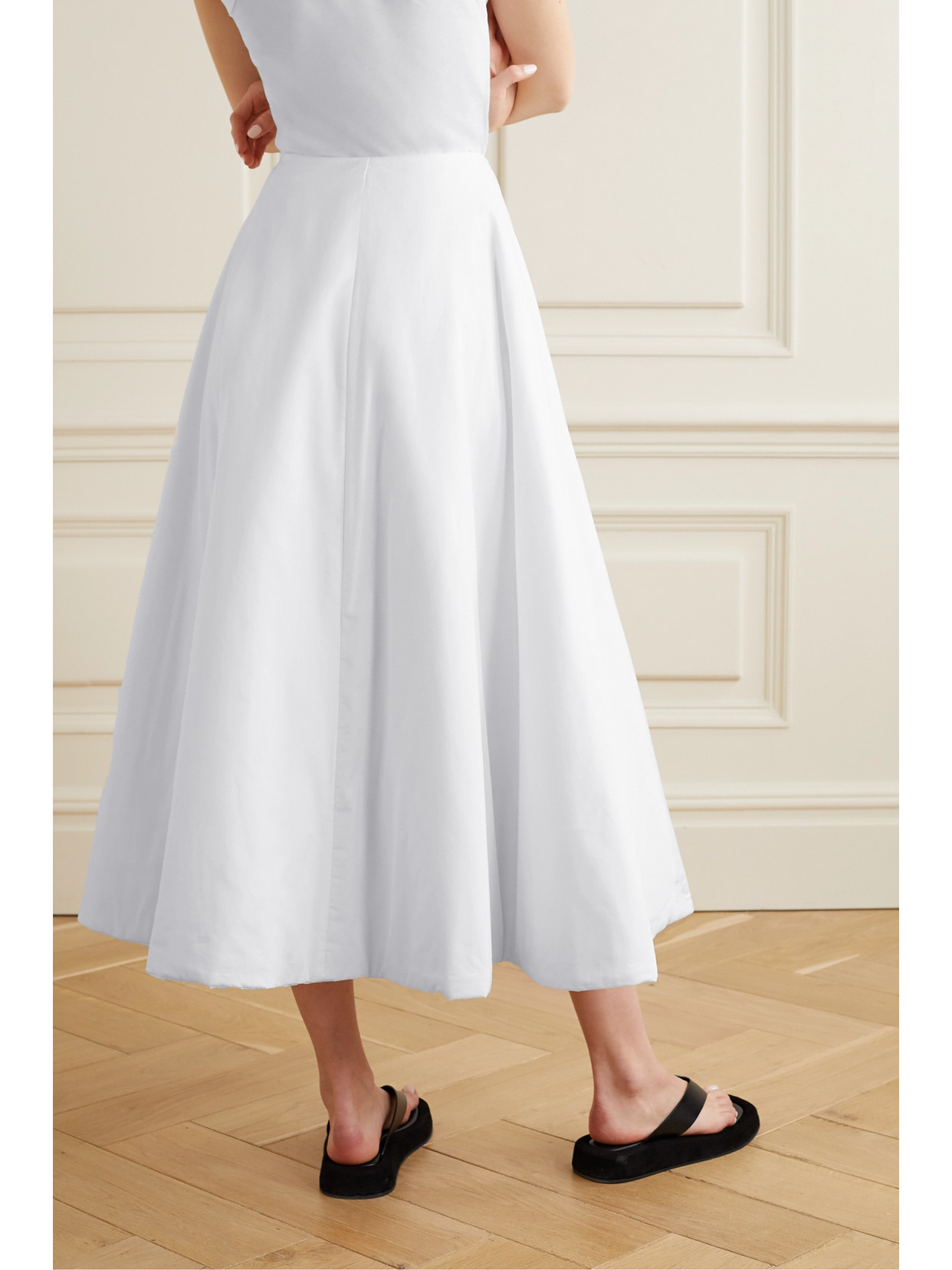 Shop The Row Jaco Padded Cotton Wrap Midi Skirt In White