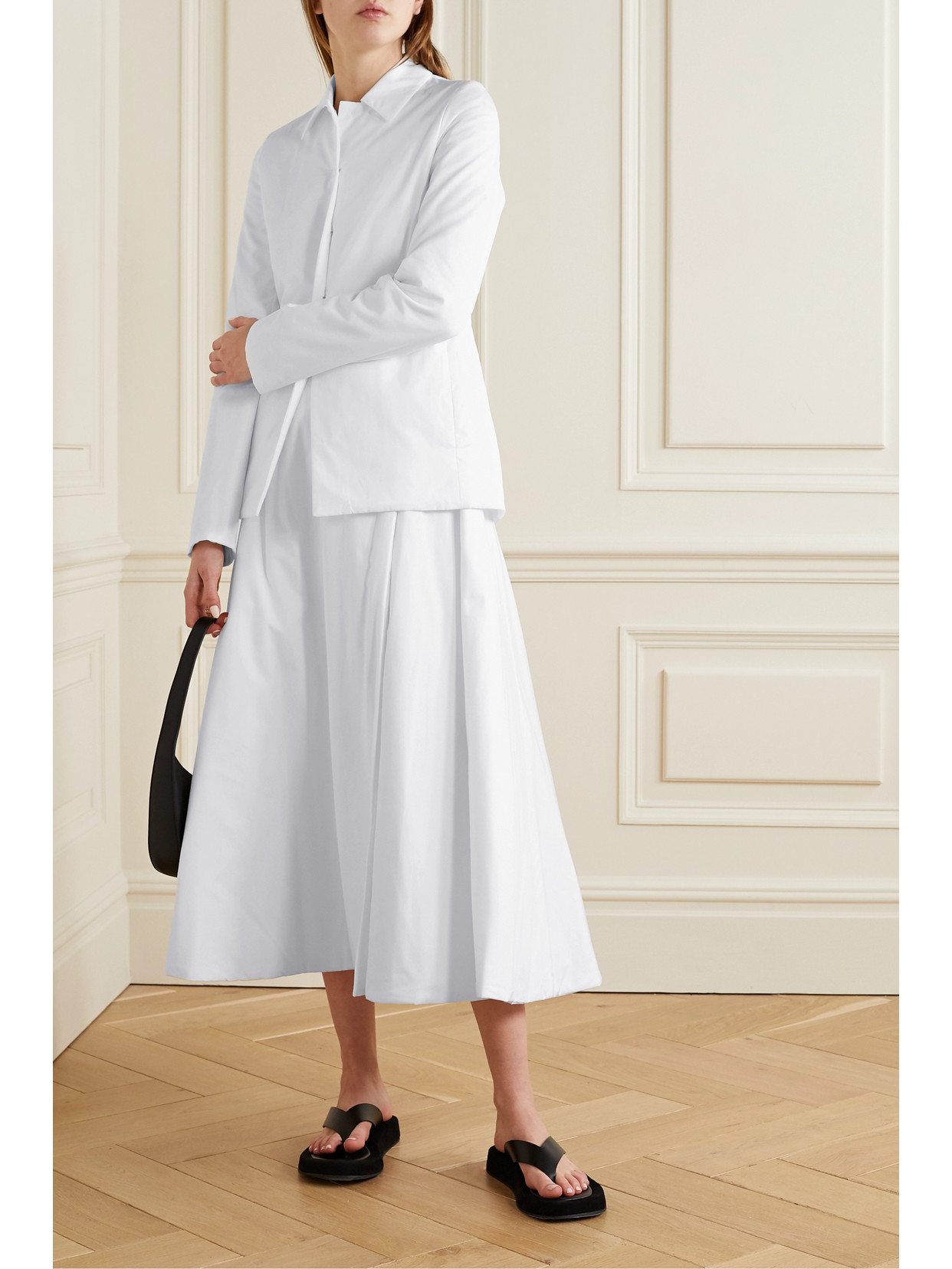The Row Jaco Padded Cotton Wrap Midi Skirt In White