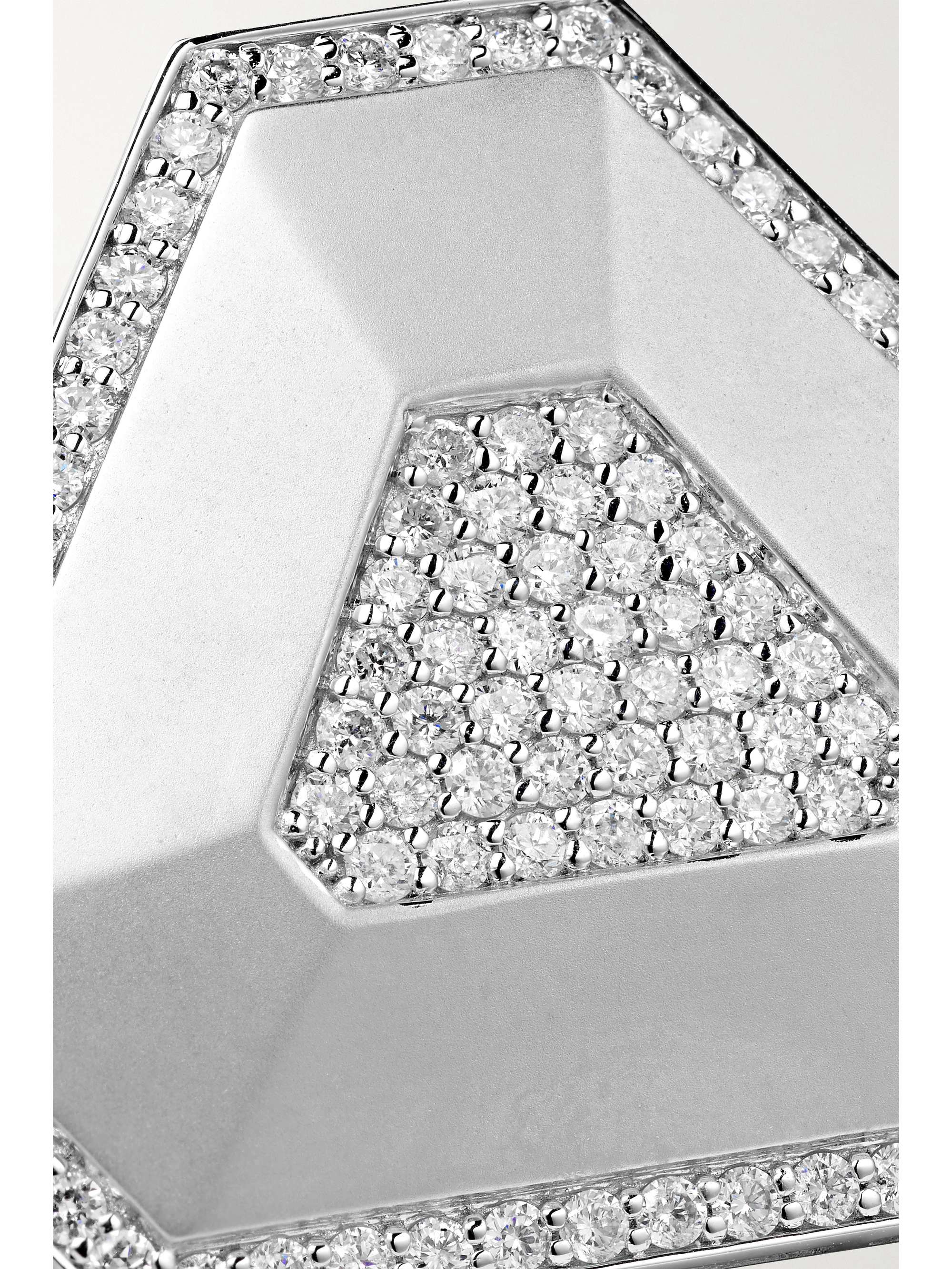 OFIRA Shield 18-karat white gold diamond earrings
