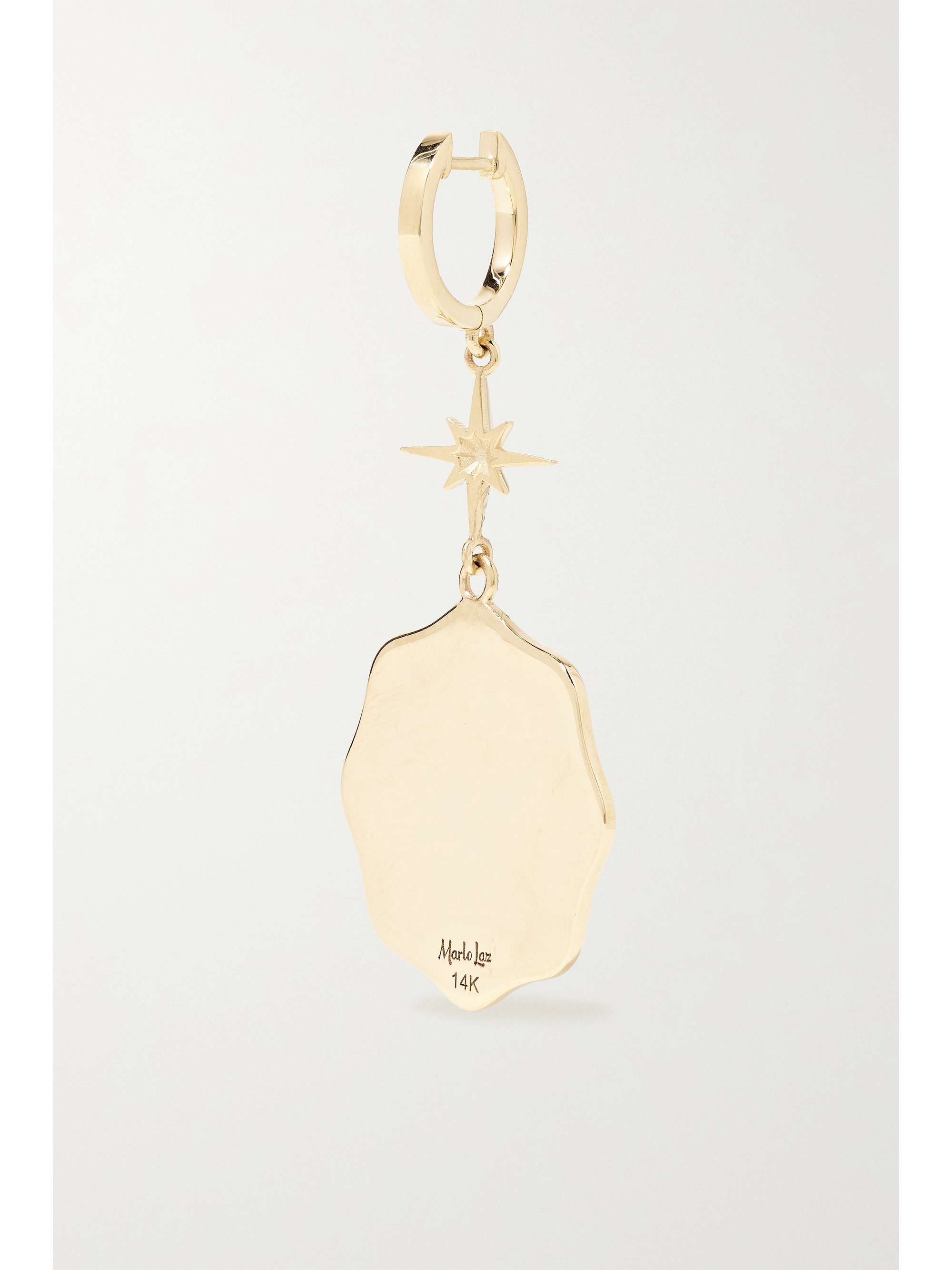 MARLO LAZ Porte Bonheur Coin 14-karat gold, diamond and pearl earrings