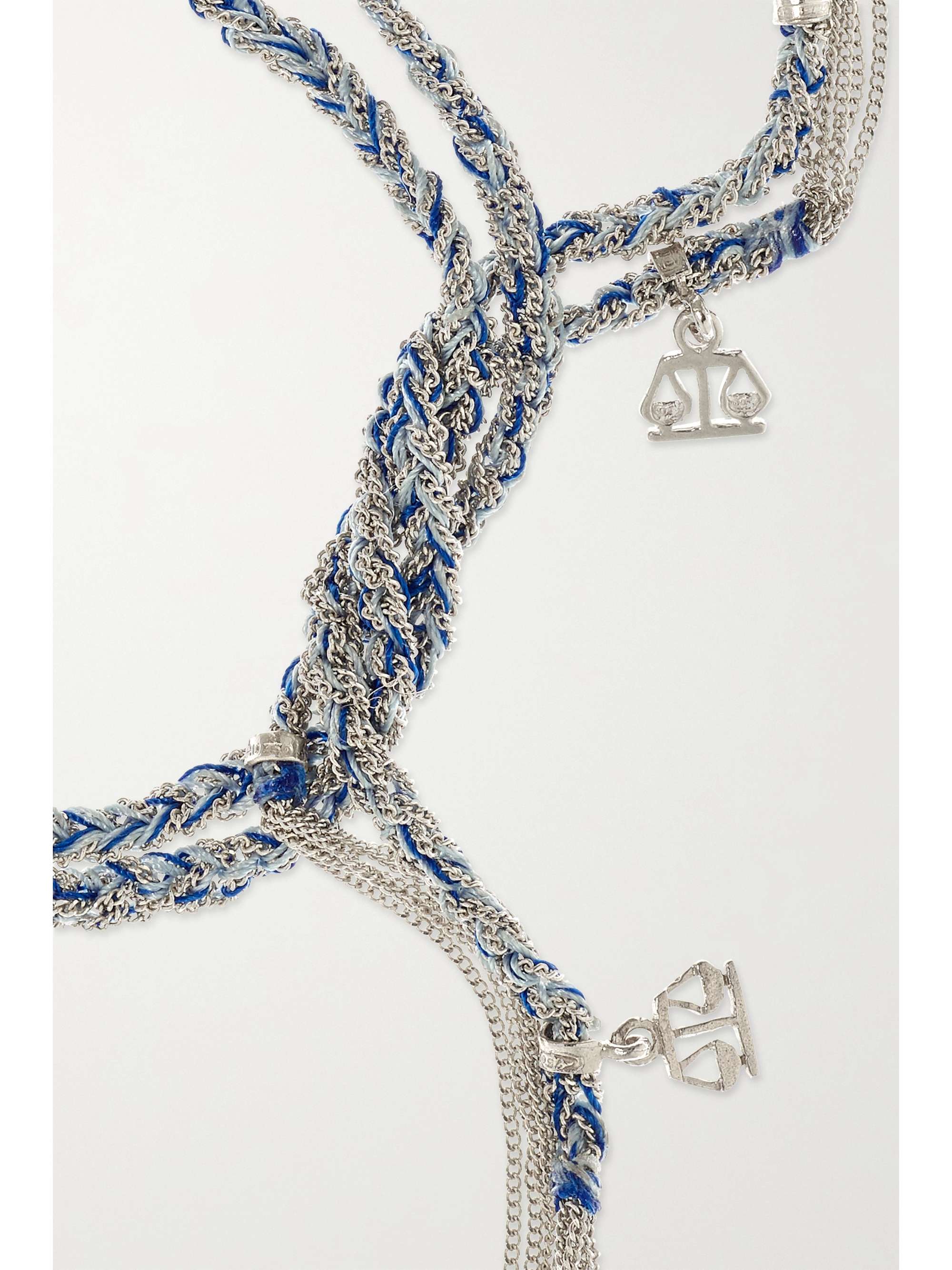 CAROLINA BUCCI Balance Lucky 18-karat white gold, sapphire and silk bracelet