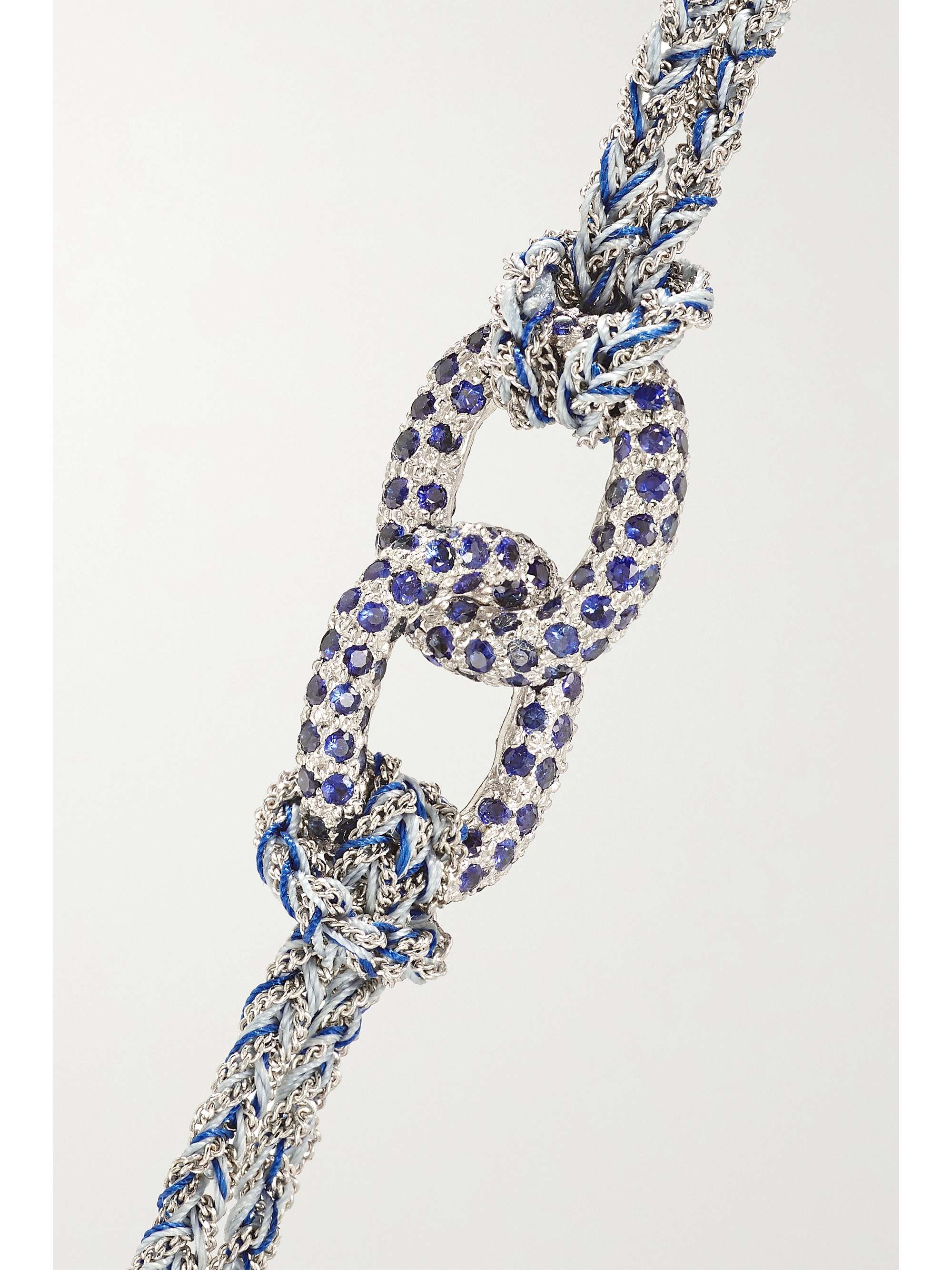 CAROLINA BUCCI Balance Lucky 18-karat white gold, sapphire and silk bracelet