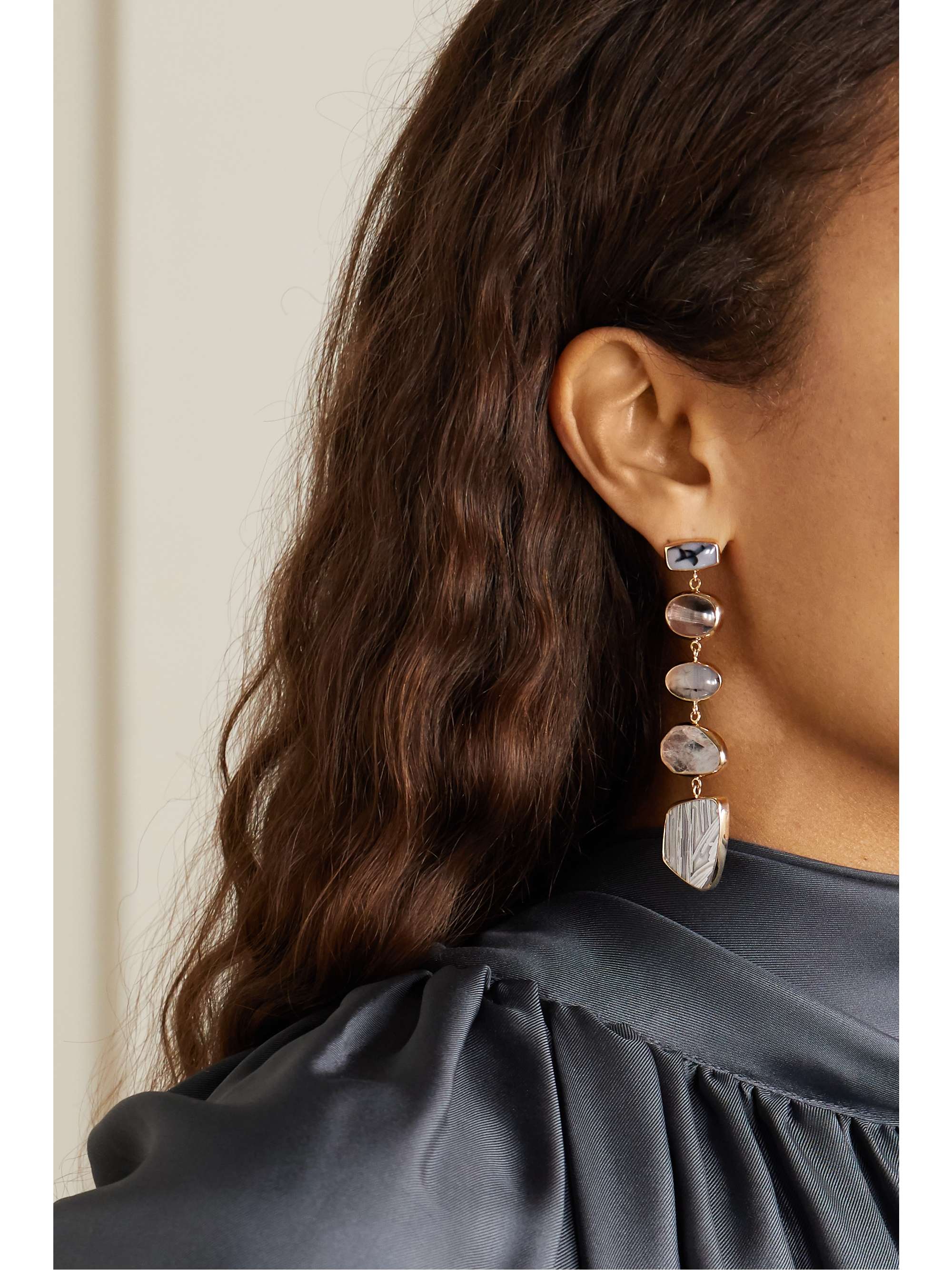 MELISSA JOY MANNING + NET SUSTAIN 14-karat gold multi-stone earrings