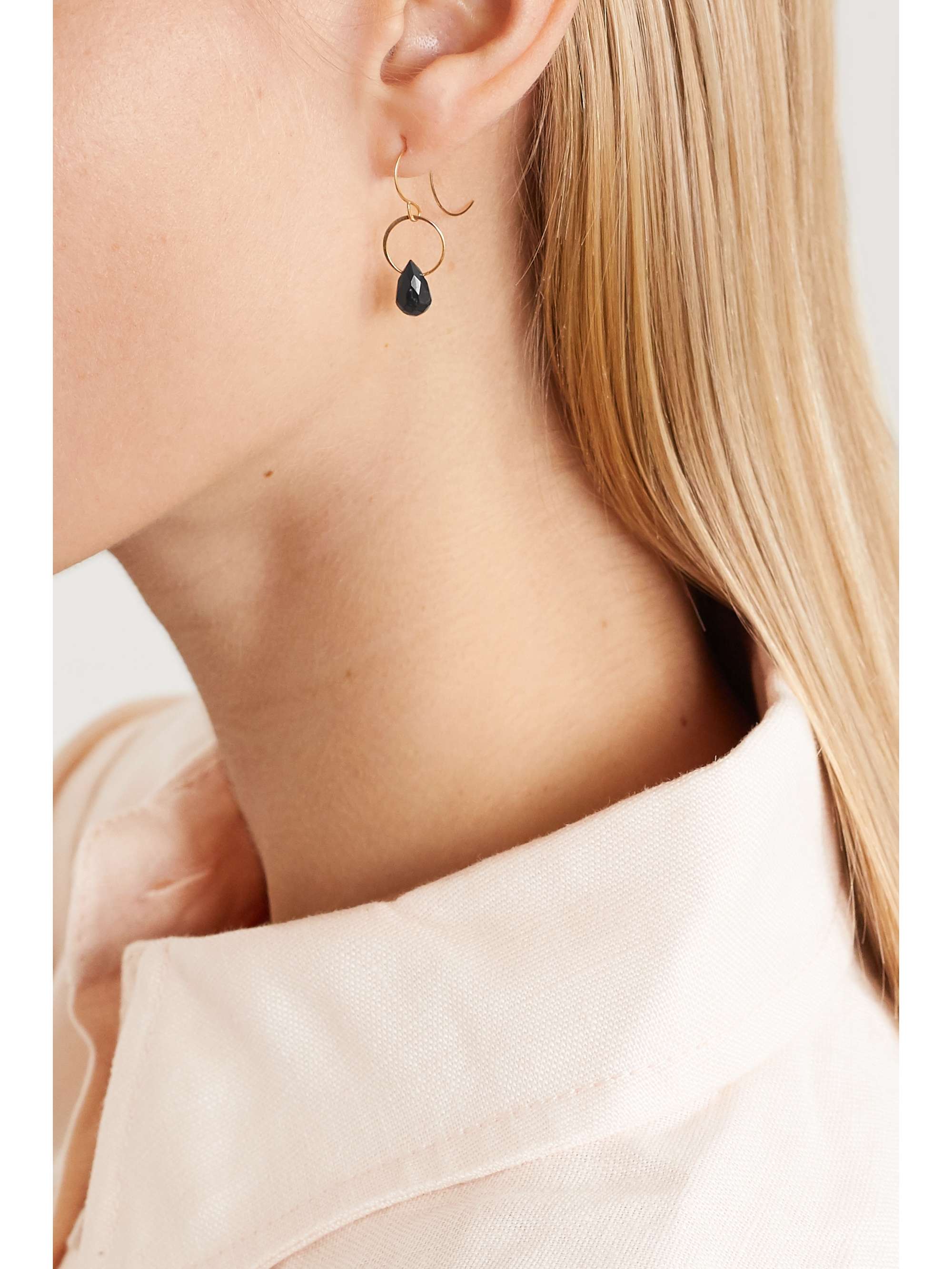 MELISSA JOY MANNING 14-karat gold onyx earrings