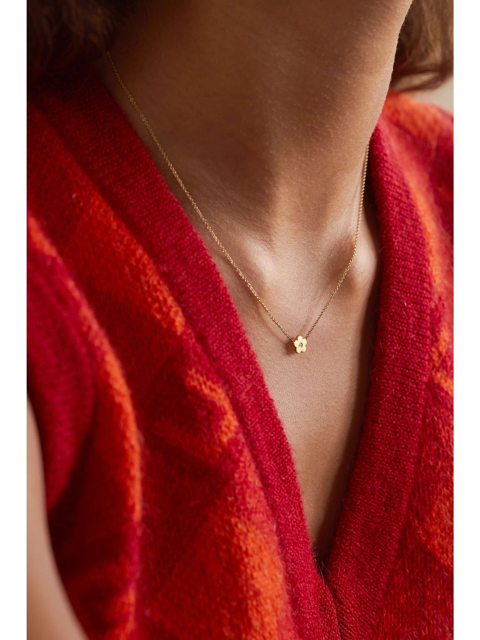 JENNIFER MEYER Mini Daisy 18-karat gold turquoise necklace