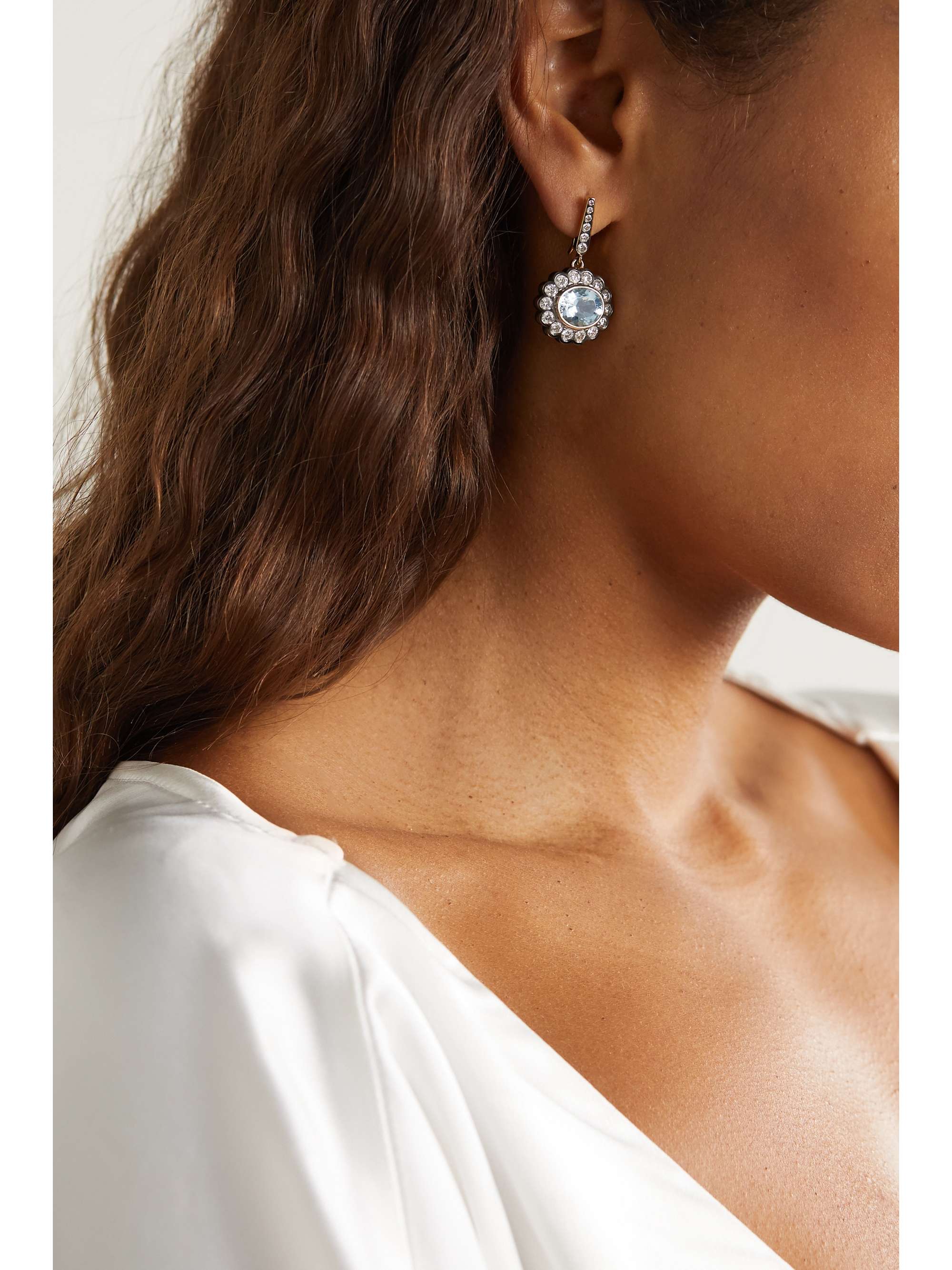 MARLO LAZ Alexandra 14-karat gold, emerald and diamond earrings