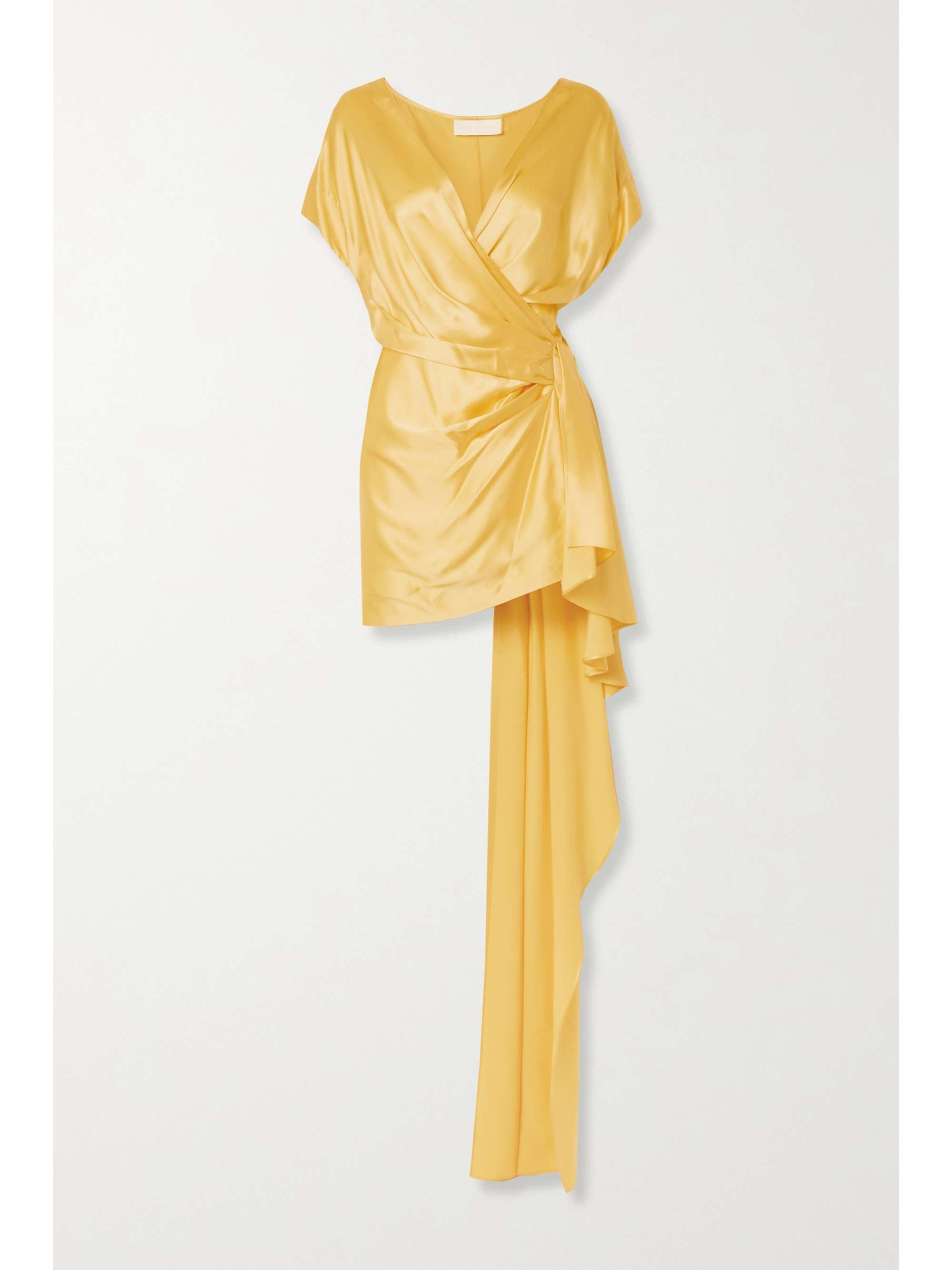 yellow silk mini dress