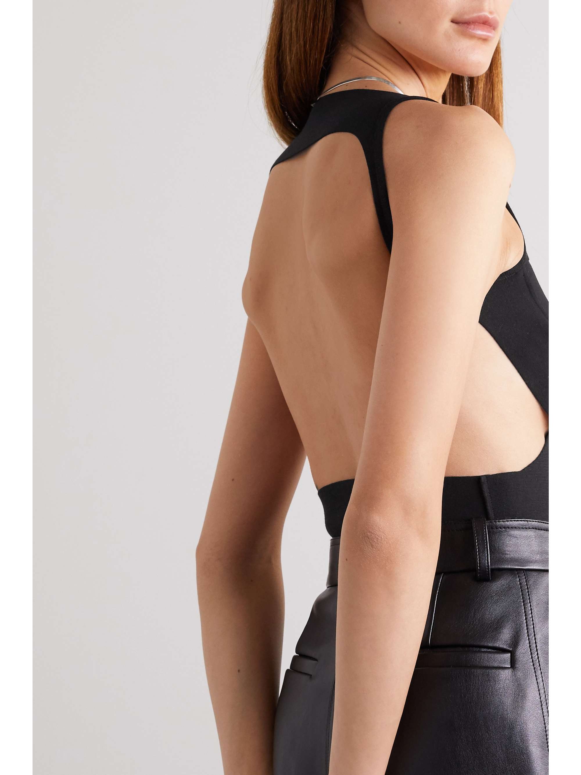Open-back stretch-knit top