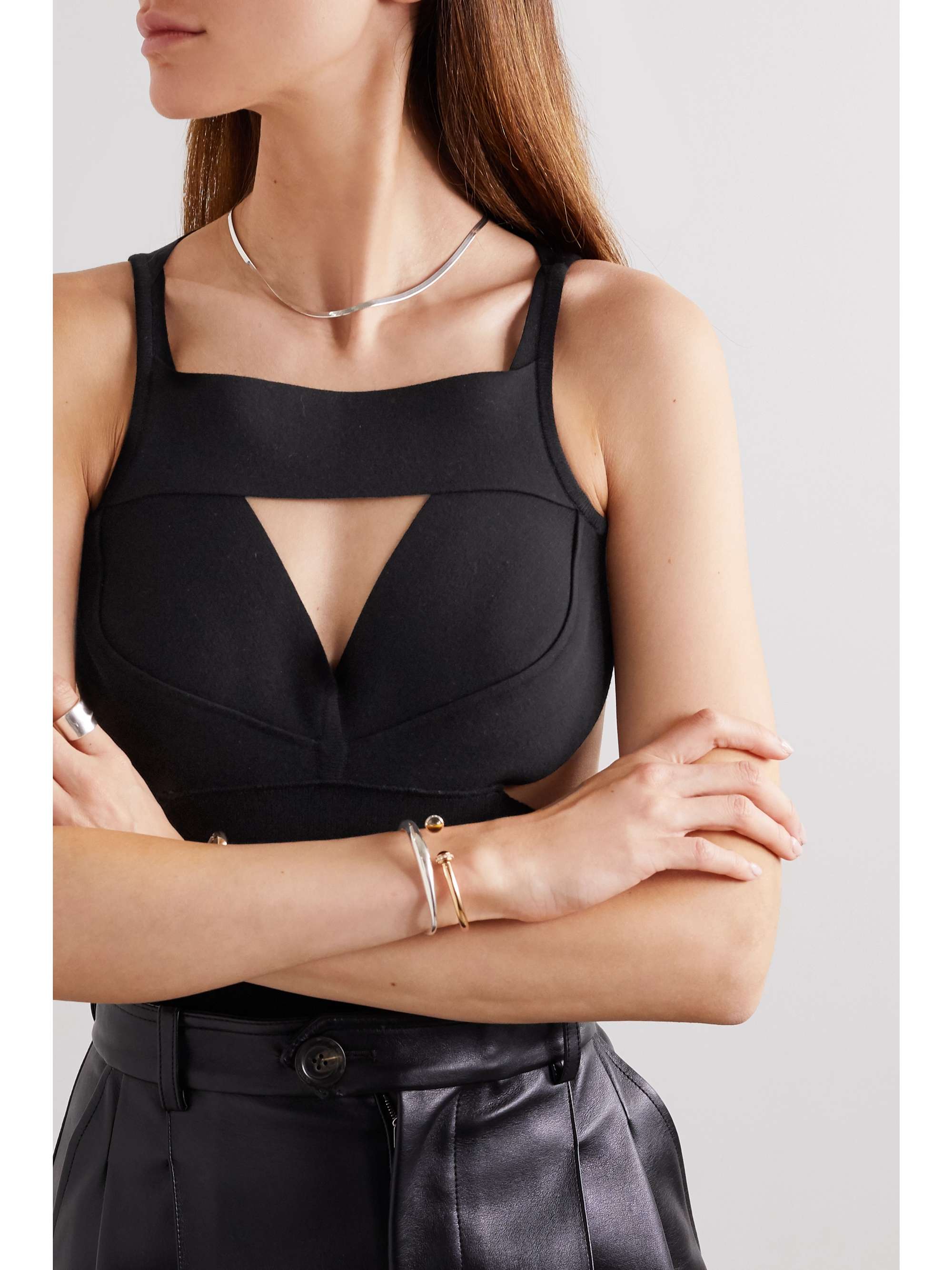 Open-back stretch-knit top