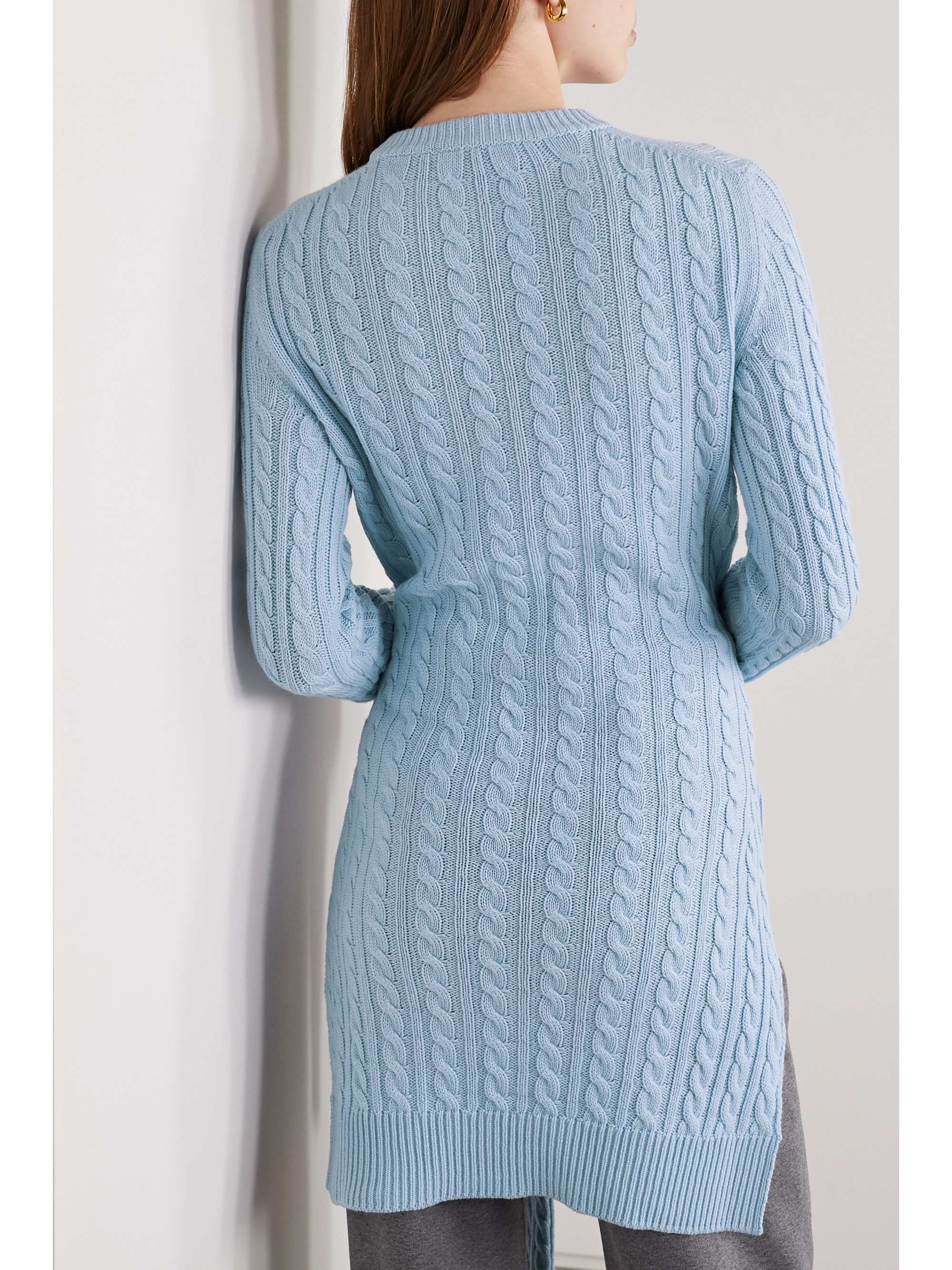 MICHAEL KORS COLLECTION Tie-detailed asymmetric cable-knit cashmere sweater