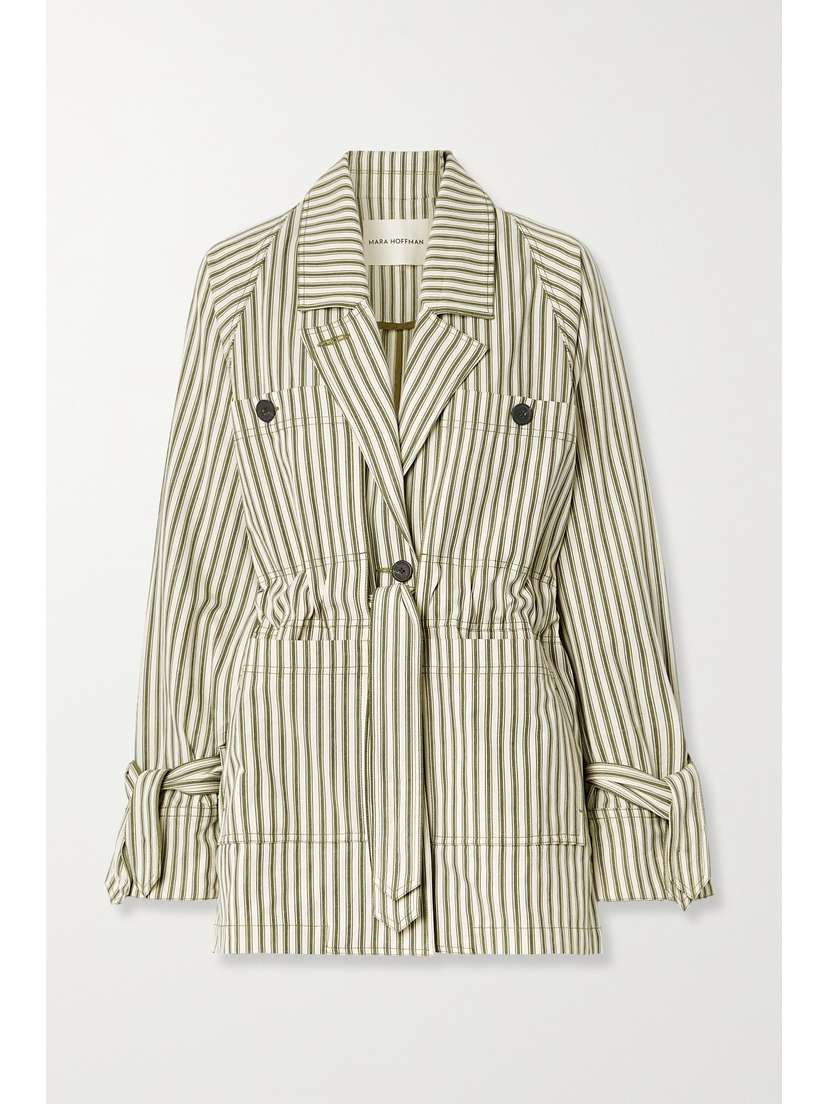Mara Hoffman + Net Sustain Arlo Belted Striped Tencel Lyocell And Organic Cotton-blend Twill Jacket - - x large