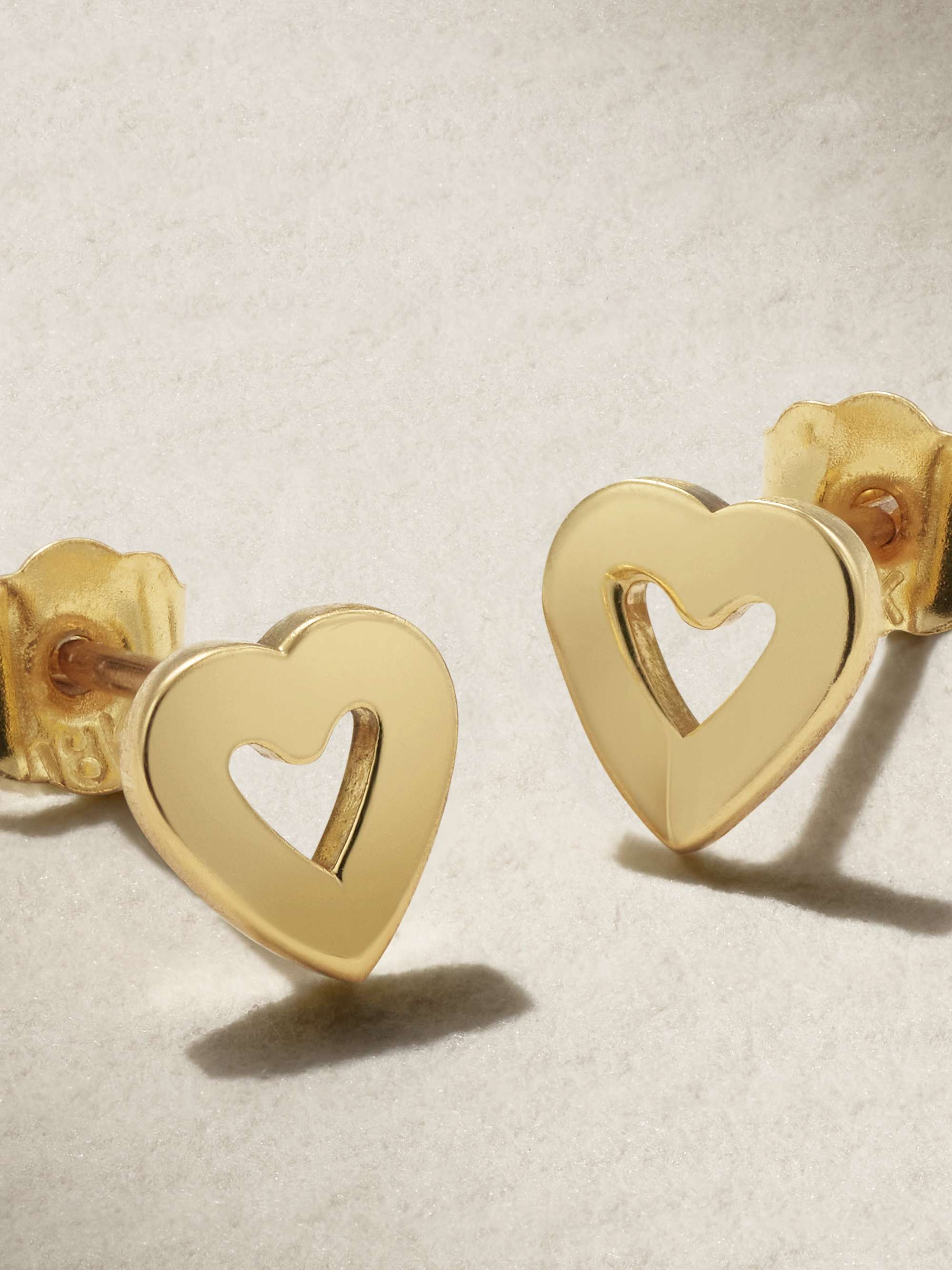 JENNIFER MEYER Mini Open Heart 18-karat gold diamond earrings