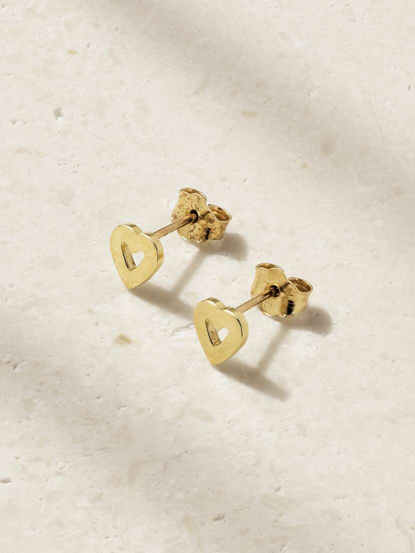 Jennifer Meyer Mini Open Heart 18-karat Gold Earrings