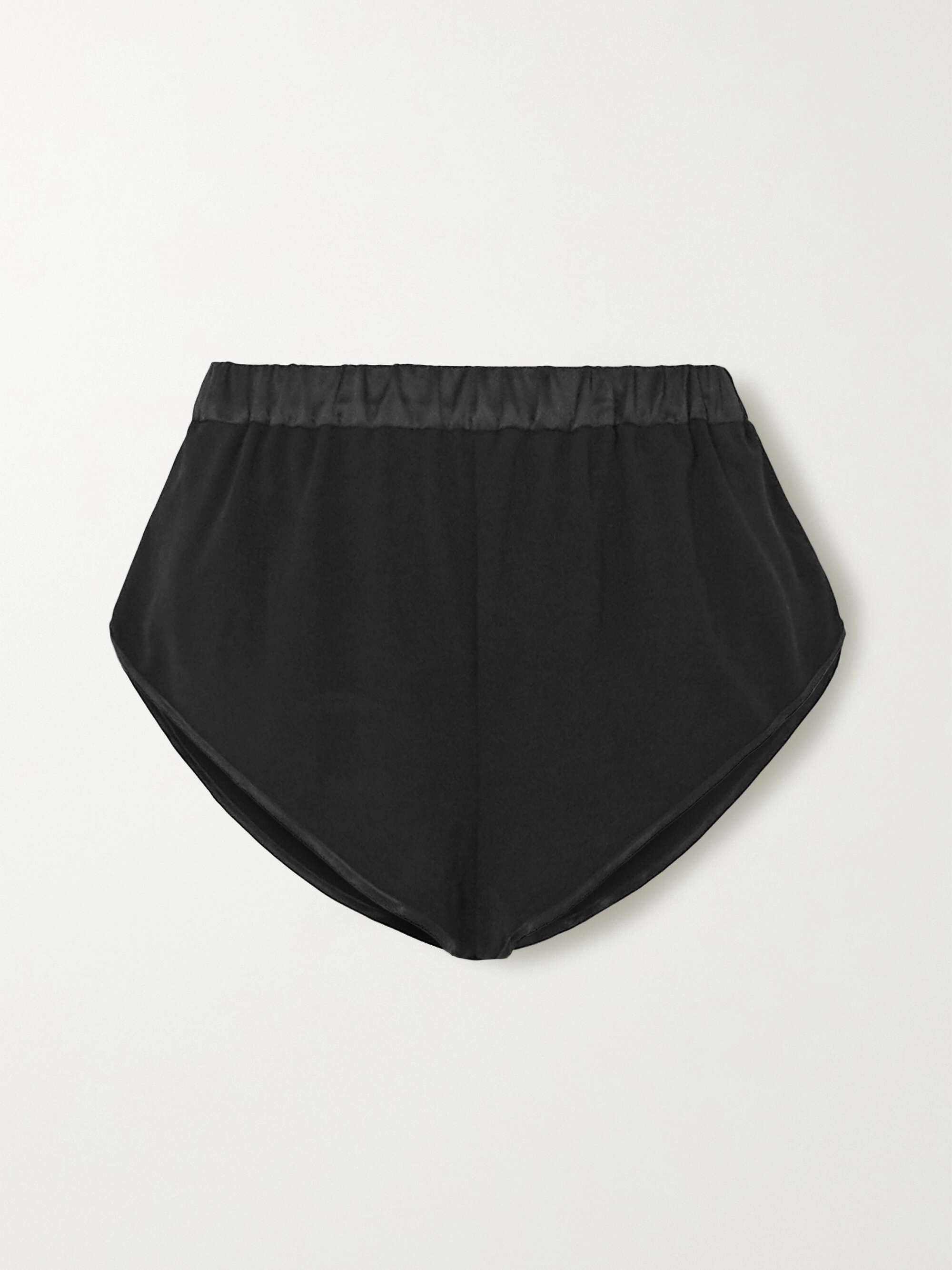 black silk shorts