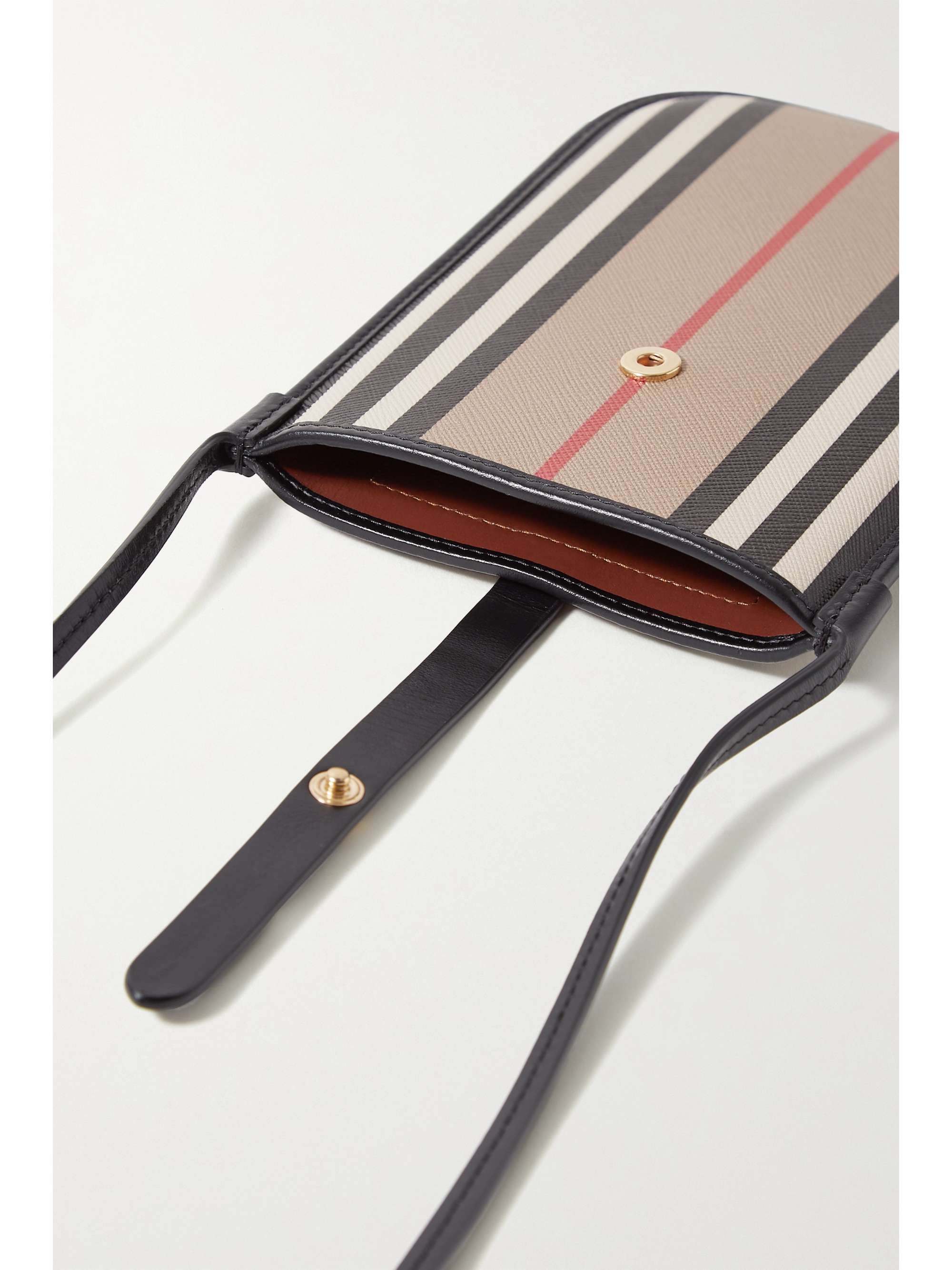 BURBERRY Striped leather-trimmed coated-canvas shoulder bag