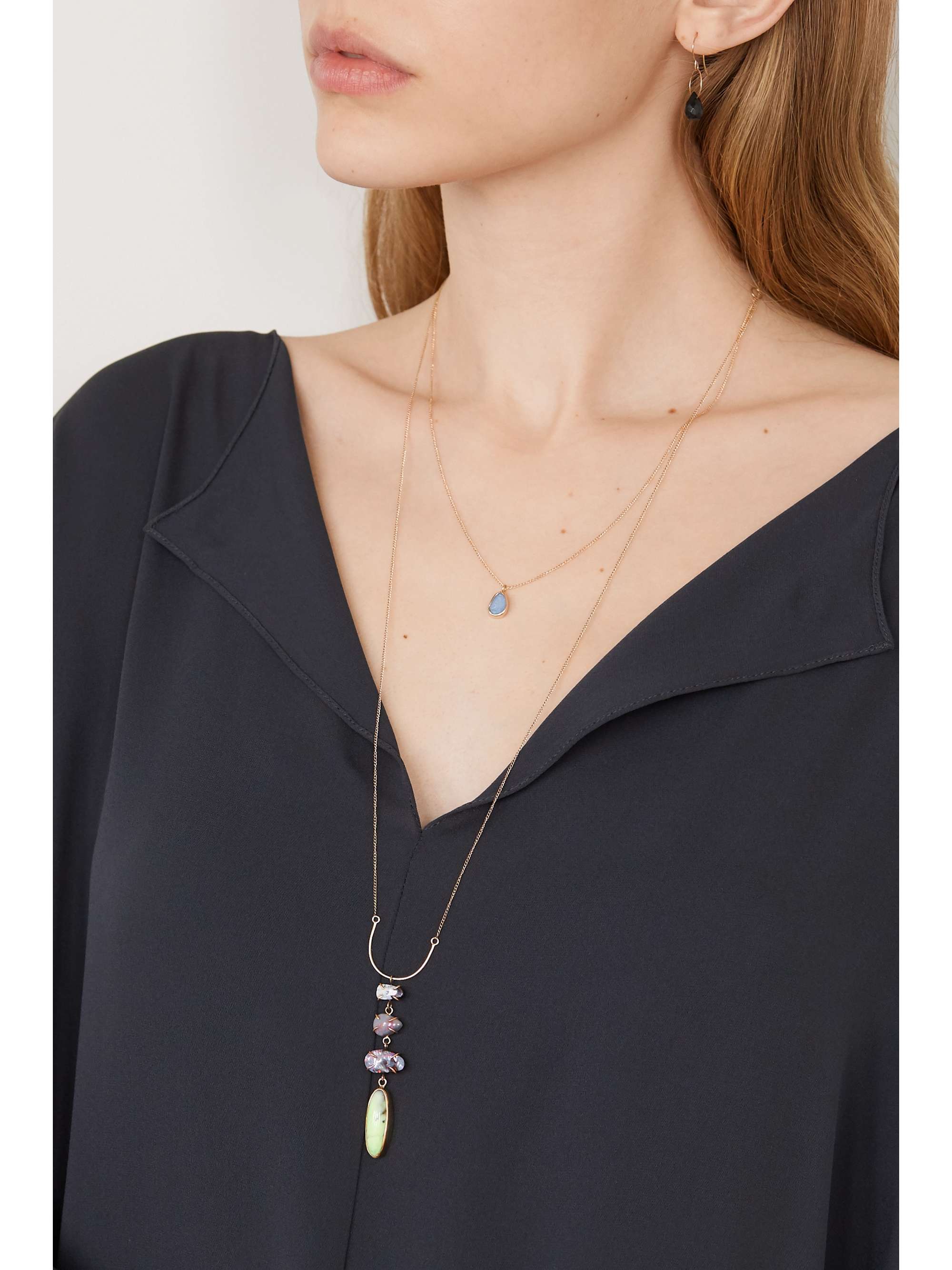 MELISSA JOY MANNING 14-karat gold opal and chrysoprase necklace