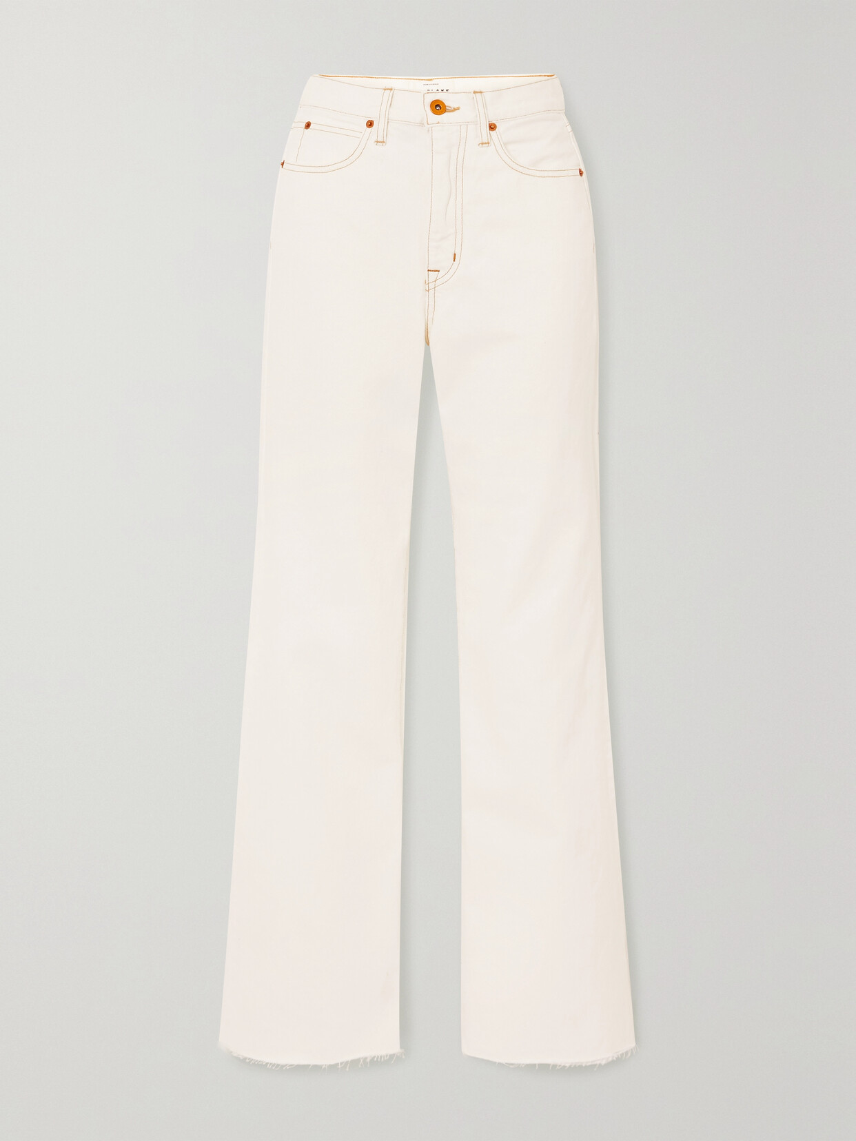 Shop Slvrlake + Net Sustain Grace Frayed High-rise Flared Organic Jeans In White