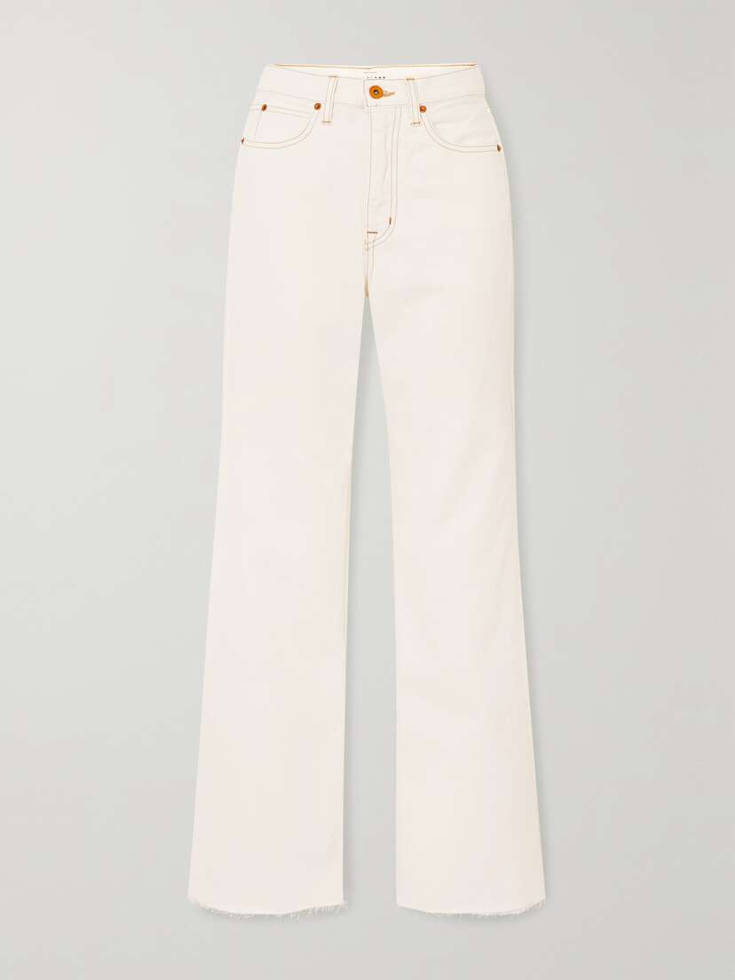 SLVRLAKE + Net Sustain Grace Frayed High-rise Flared Organic Jeans