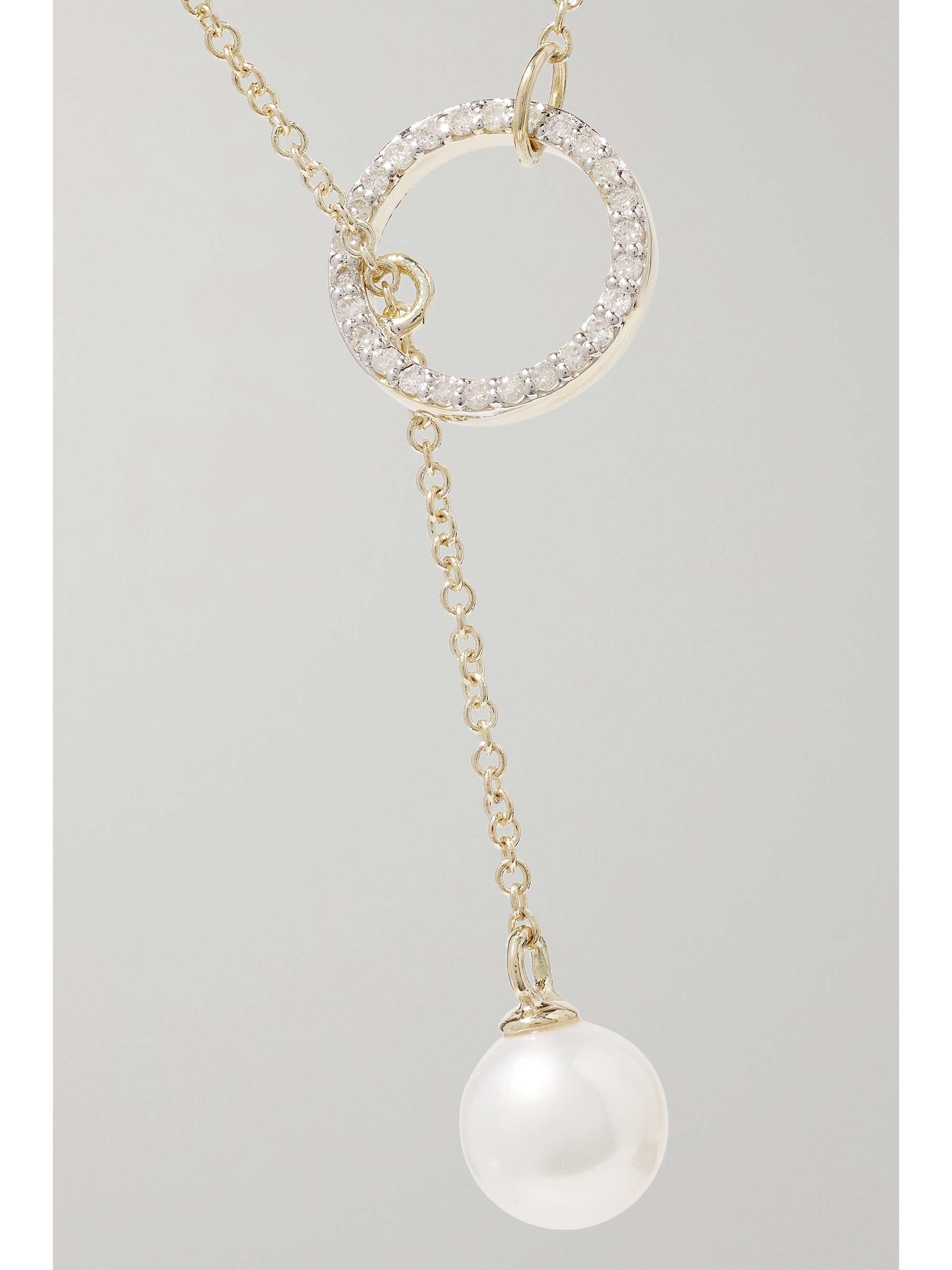 MATEO 14-karat gold, pearl and diamond necklace