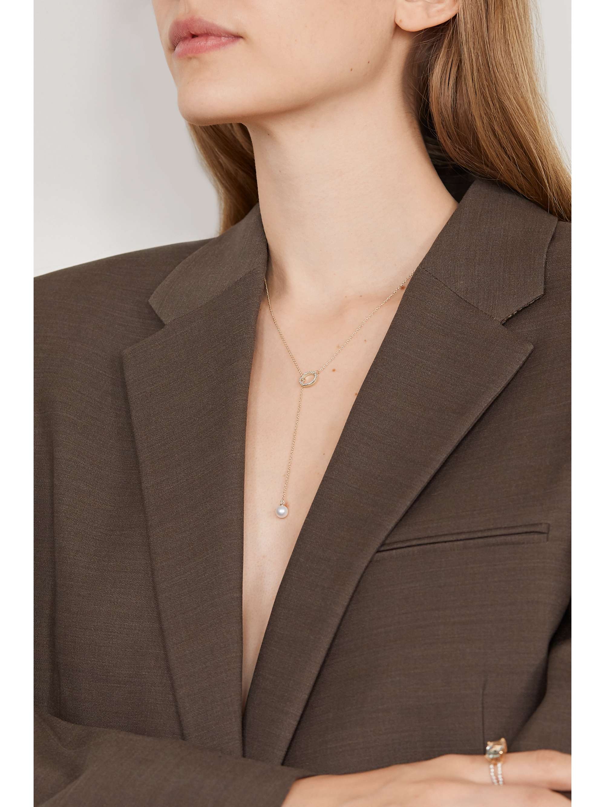 MATEO 14-karat gold, pearl and diamond necklace