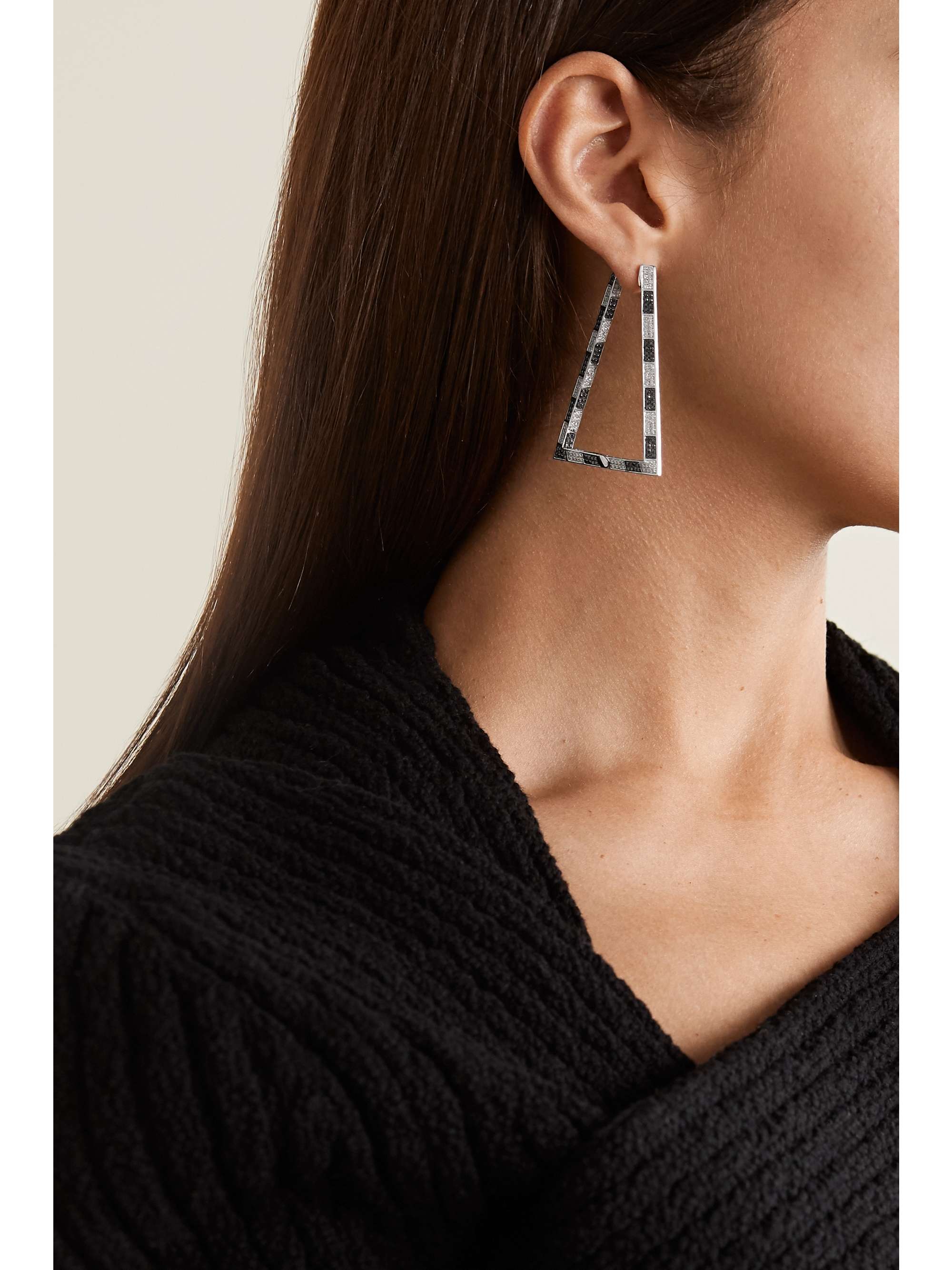 OFIRA Checker 18-karat white gold diamond earrings