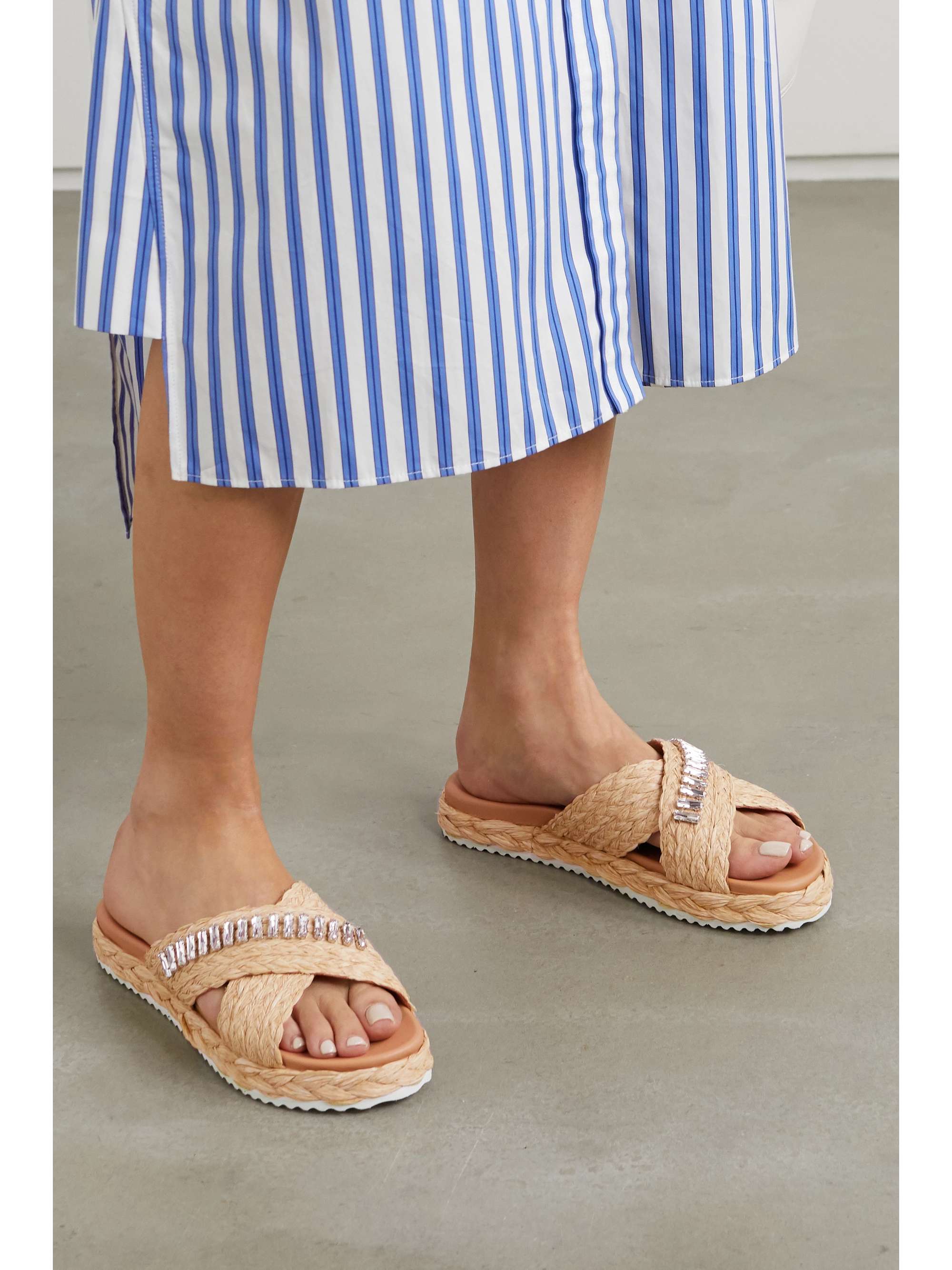 prada raffia bow flat slide sandals