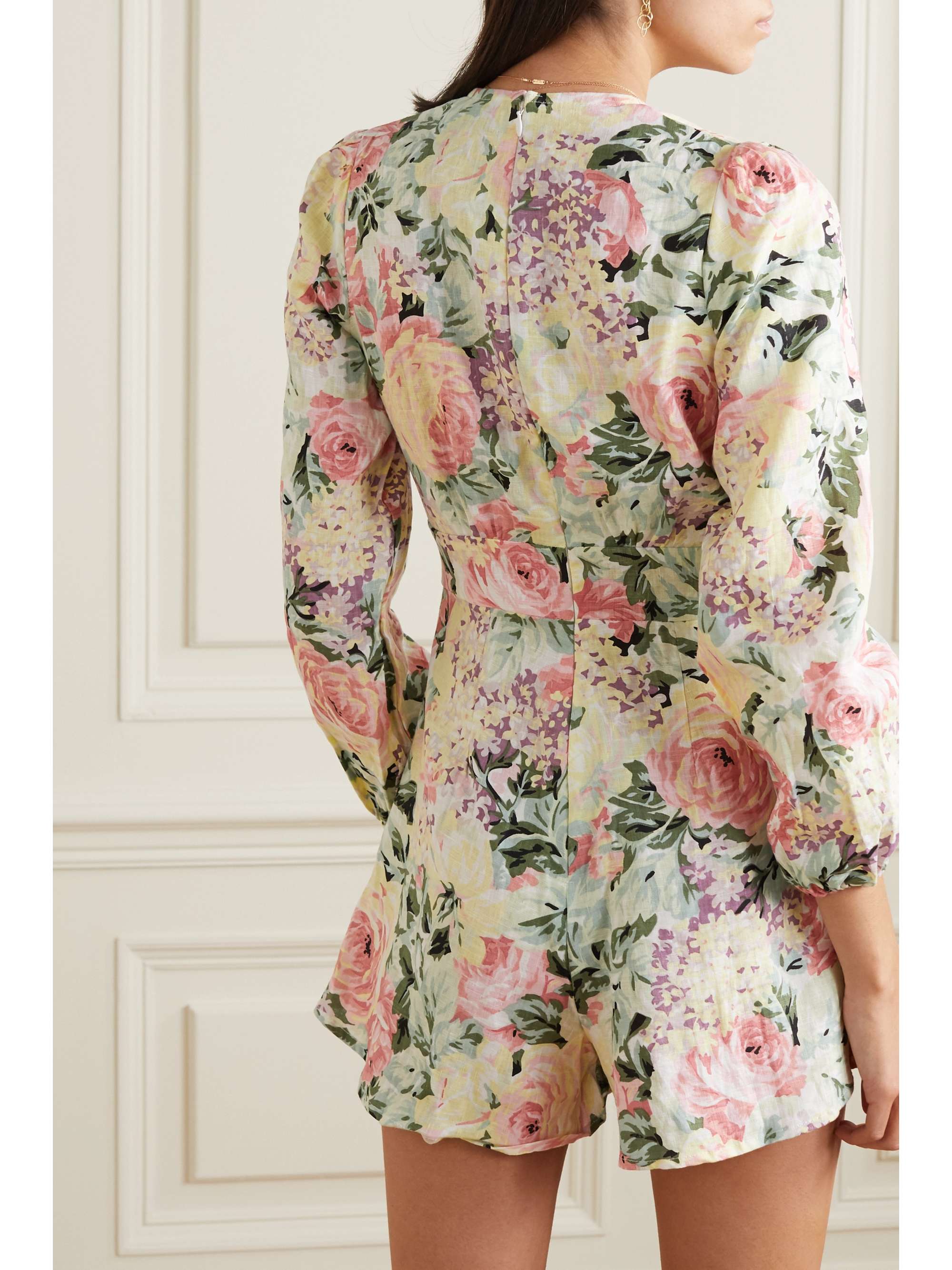 FAITHFULL Maribelle floral-print linen playsuit