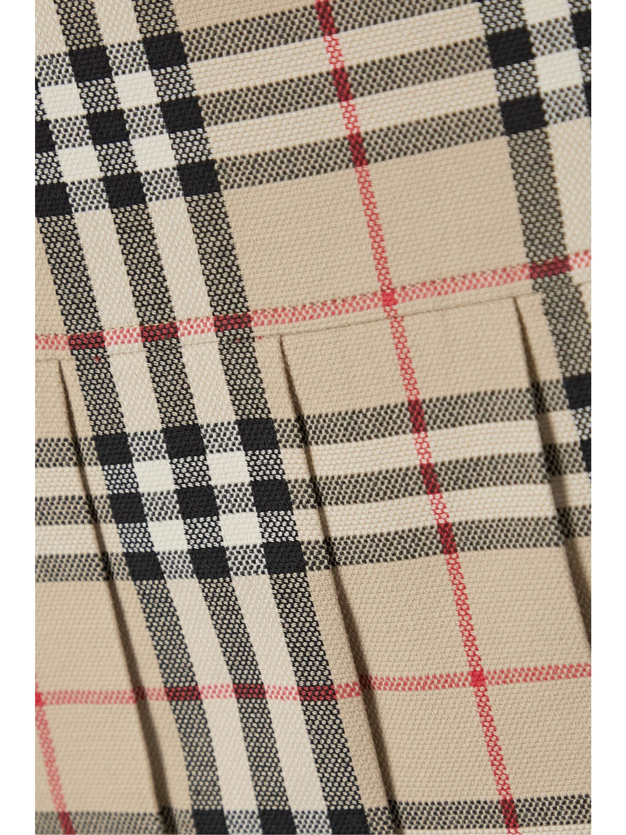 BURBERRY Pleated checked wool mini skirt