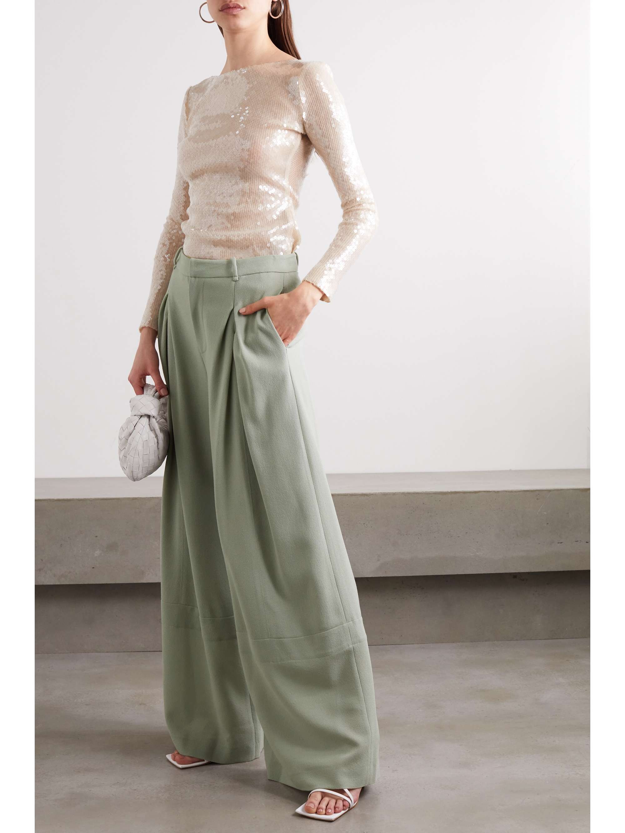 ROLAND MOURET Valens pleated wool-crepe pants